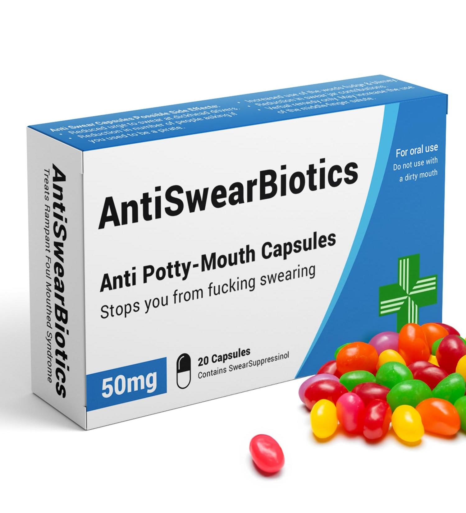 AntiSwearBiotics - Funny Rude Joke Prank Pill Box Swear Jar Secret Santa Gifts Men Funny Gifts for Men Funny Gifts for Women Stocking Fillers Women Secret Santa Gifts Under 10 pounds - Buy Online on GoSupps.com