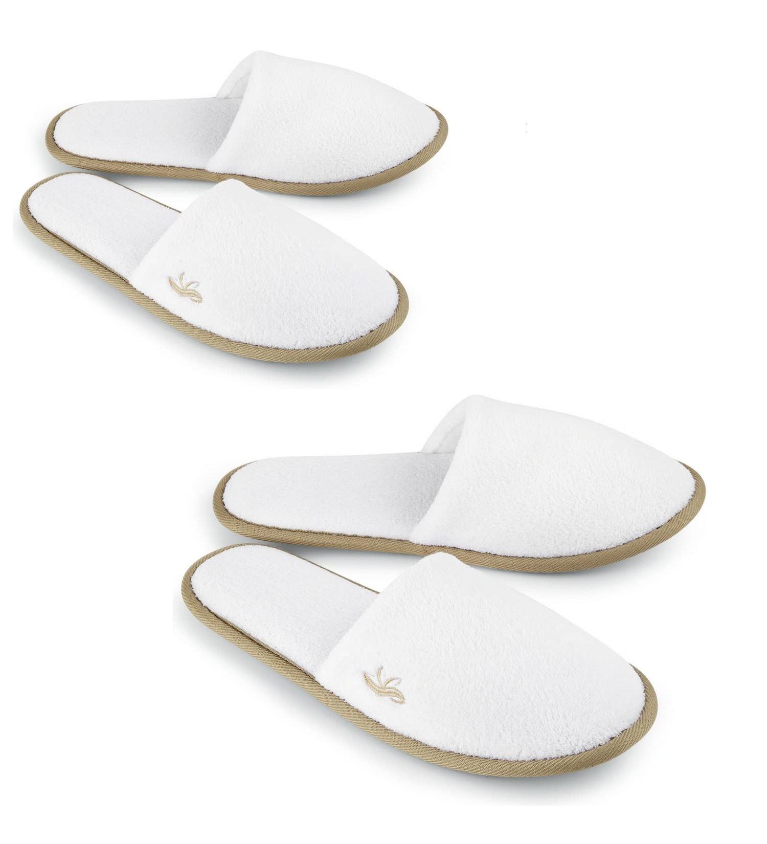 BERGMAN KELLY Disposable Spa Slippers - Closed Toe, Coral Fleece, Deluxe Padded Sole - 12 Pairs - Buy Online on GoSupps.com