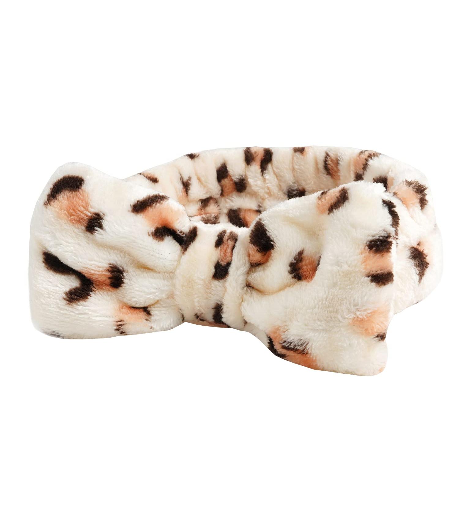scicent Bowknot Spa Headband Soft Coral Fleece Facial Makeup Hair Wrap Makeup Fluffy Headband for Women Girls Washing Face Skincare 03- coffee leopard 2403 - Buy Online on GoSupps.com