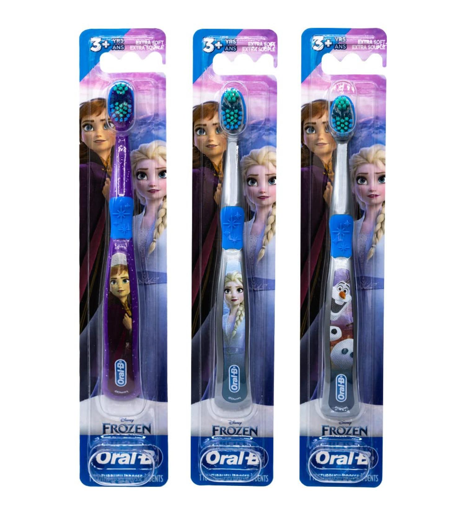 Oral-B Disney Frozen Toothbrush 3+ YRS Extra Soft - Pack of 3 | Characters Vary - Buy Online on GoSupps.com