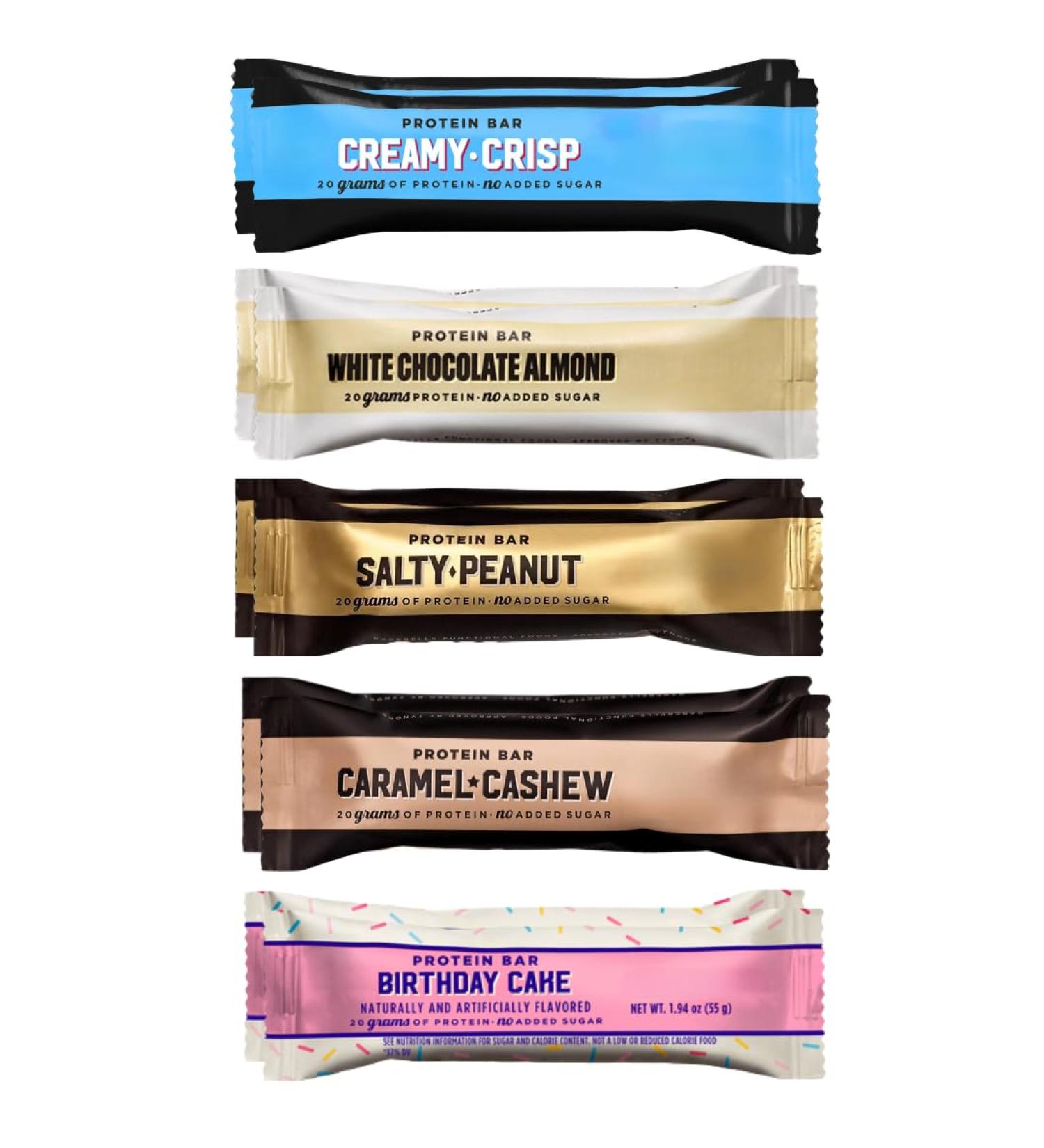 BarebeIIs Protein Bars Assorted Variety Pack - 5 Flavor - Protein Snacks with 20g of Protein - 10 Count - Buy Online on GoSupps.com