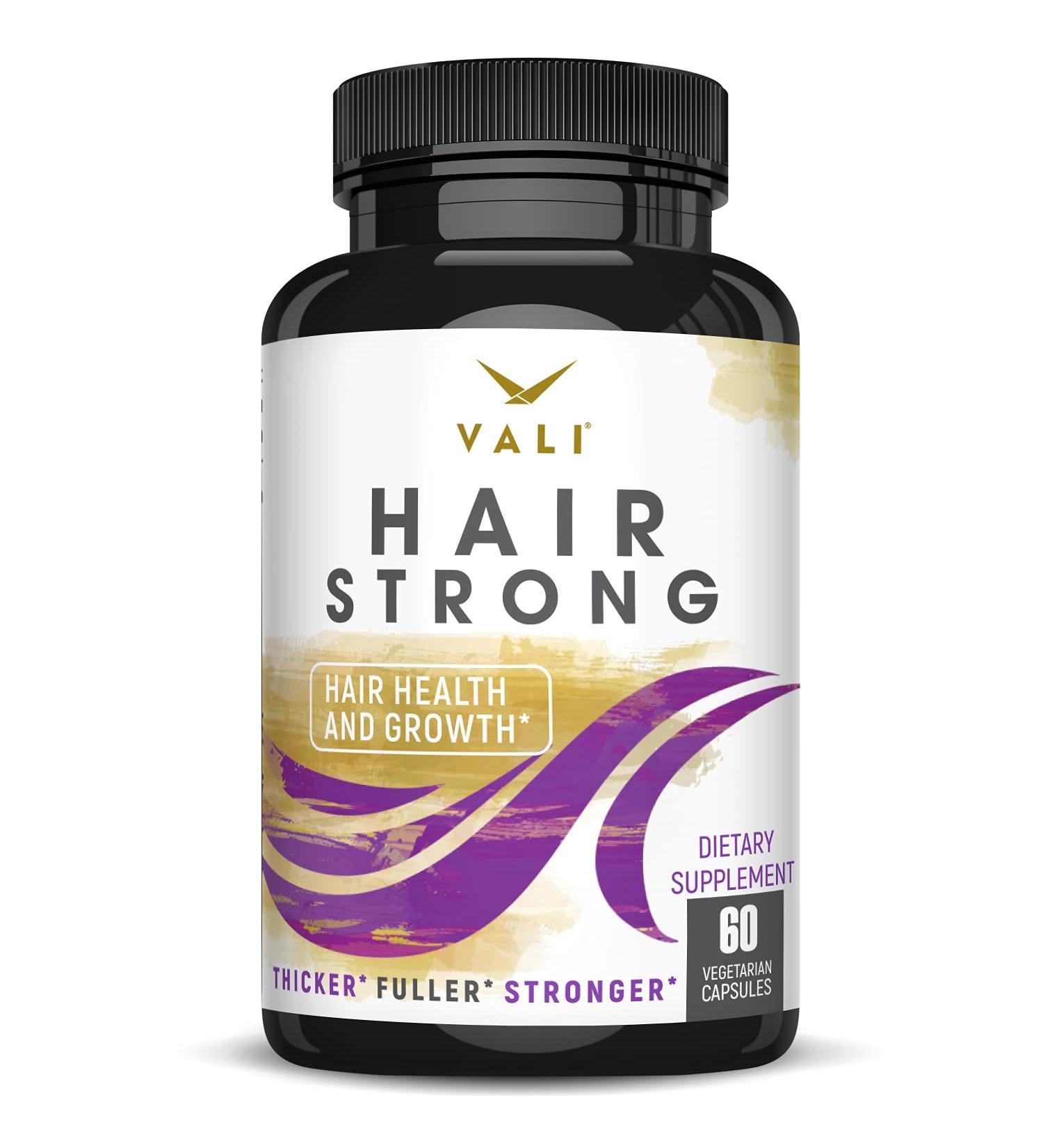 VALI Hair Strong Vitamins with Biotin, Keratin & Collagen - 60 Capsules for Healthier Hair, Skin & Nails - Buy Online on GoSupps.com