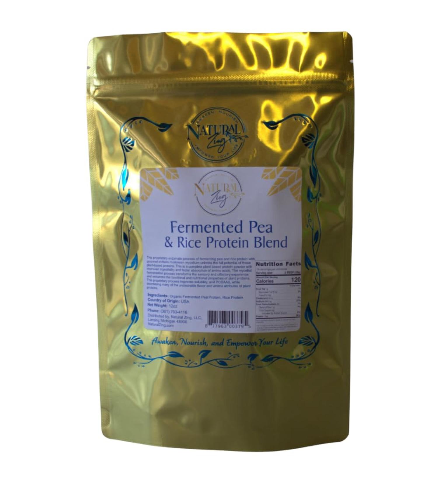 NaturalZing Awaken Nourish Empower Your Life Fermented Brown Rice/Pea Protein Blend (Raw Organic) 16 oz