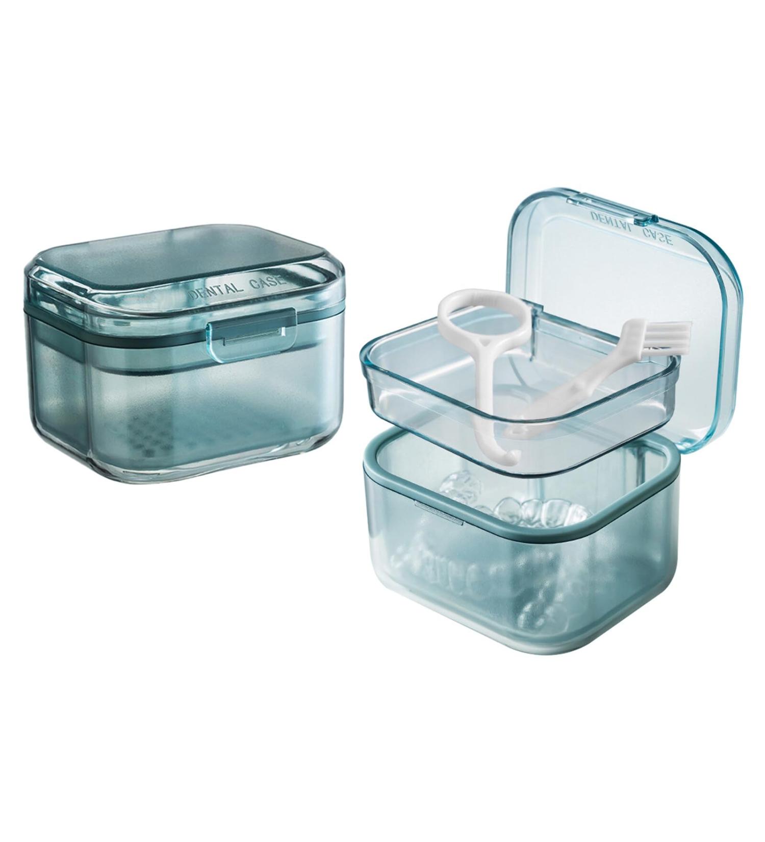 Buy GMedHC Braces with Sieve - Portable Prosthetic Dinner Cover & Invisible Dental Storage Box - 3-Layer Hollow Drain for Orthodontic Brackets - Convenient Cleaning Box in Blue - Buy Online on GoSupps.com