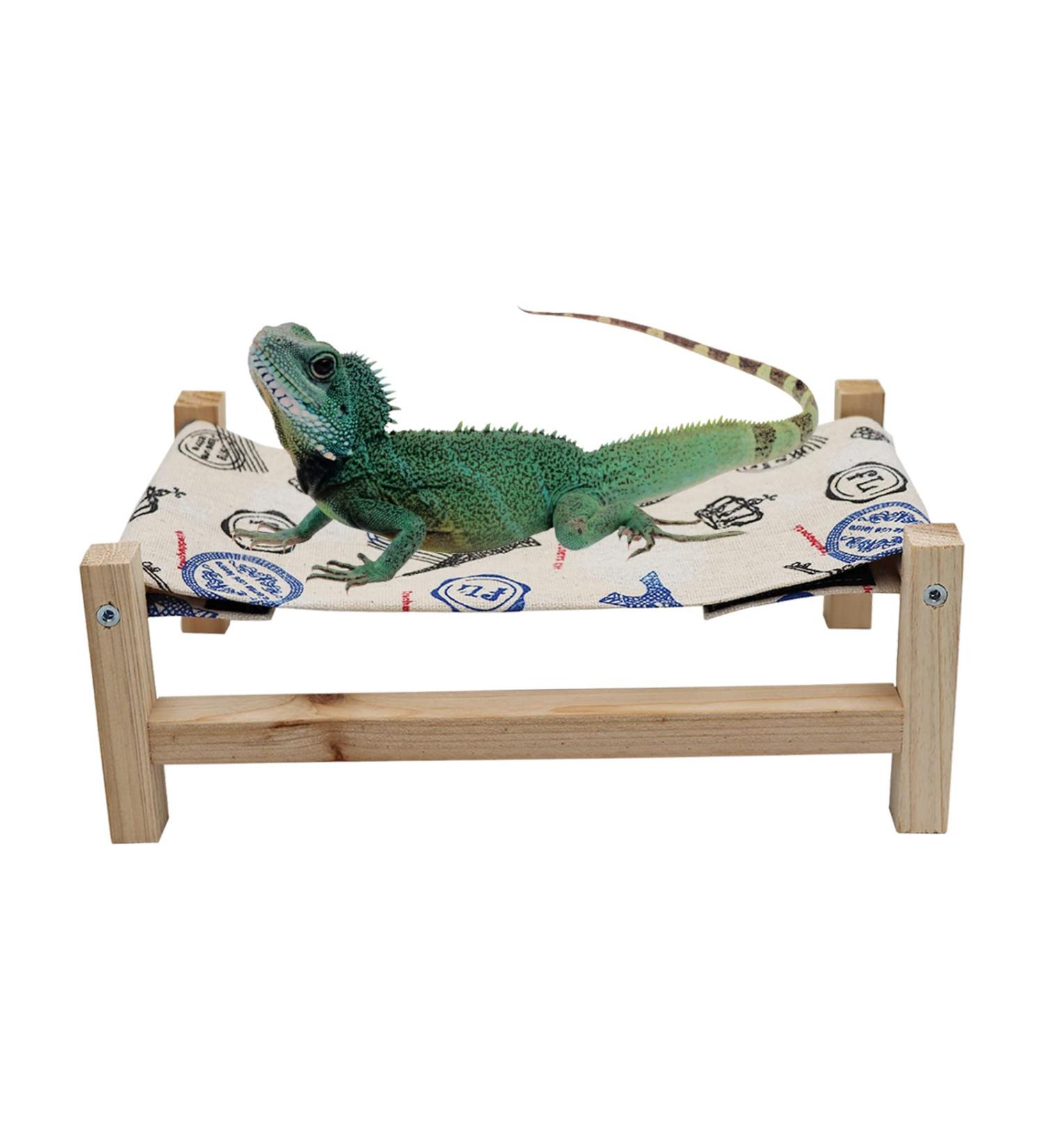 Wooden Reptile Hammock Swing for Bearded Dragon & Gecko - Tower Pattern Lizard Bed - Buy Online on GoSupps.com