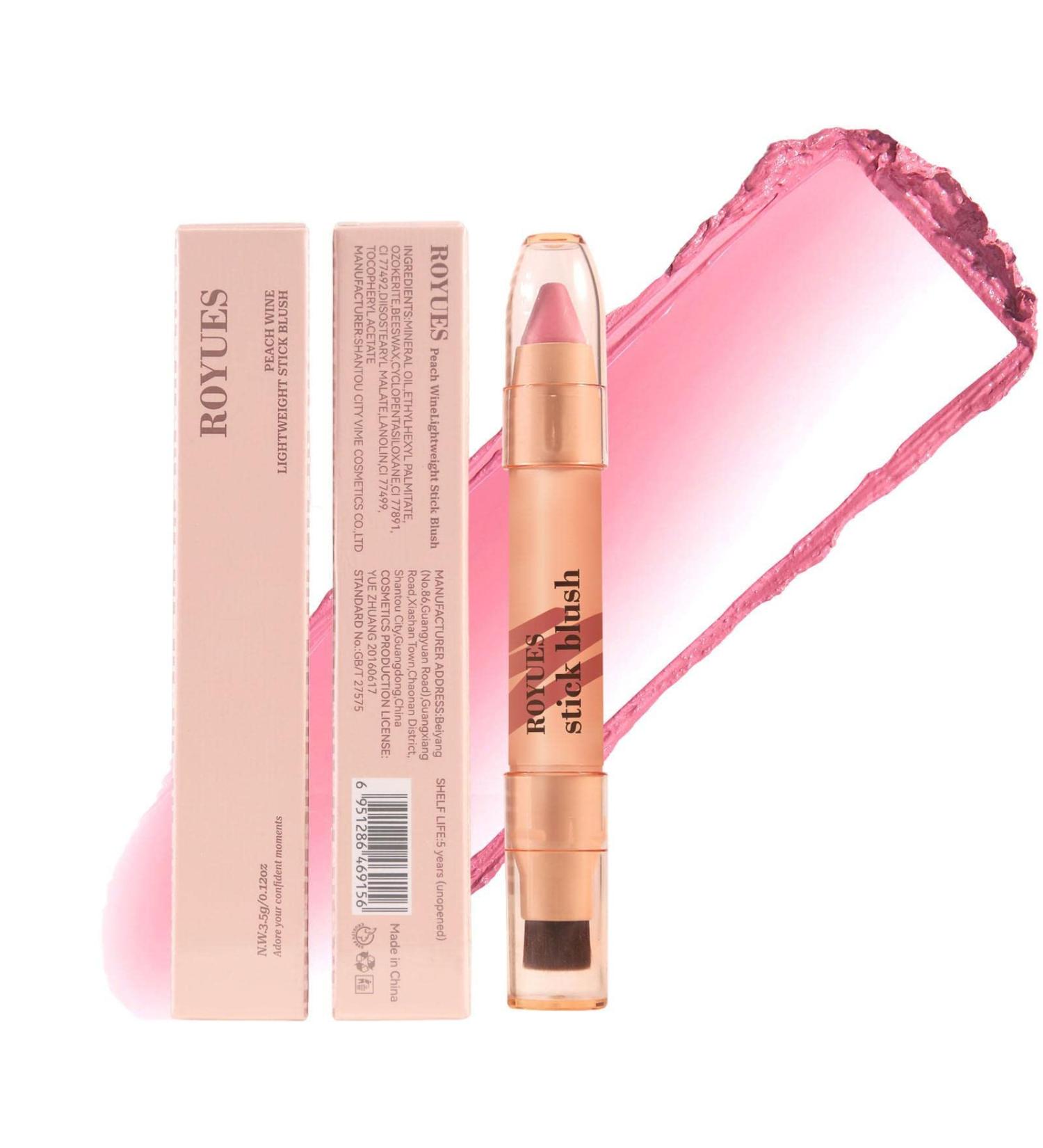 Stick for Cheeks | 2-in-1 Hydrating Double Lip and Cheek Tint with Brush - Lightweight Stick for Cheeks and Lip Cheek Tint Blusher Makeup Stick for Most Skin - Buy Online on GoSupps.com