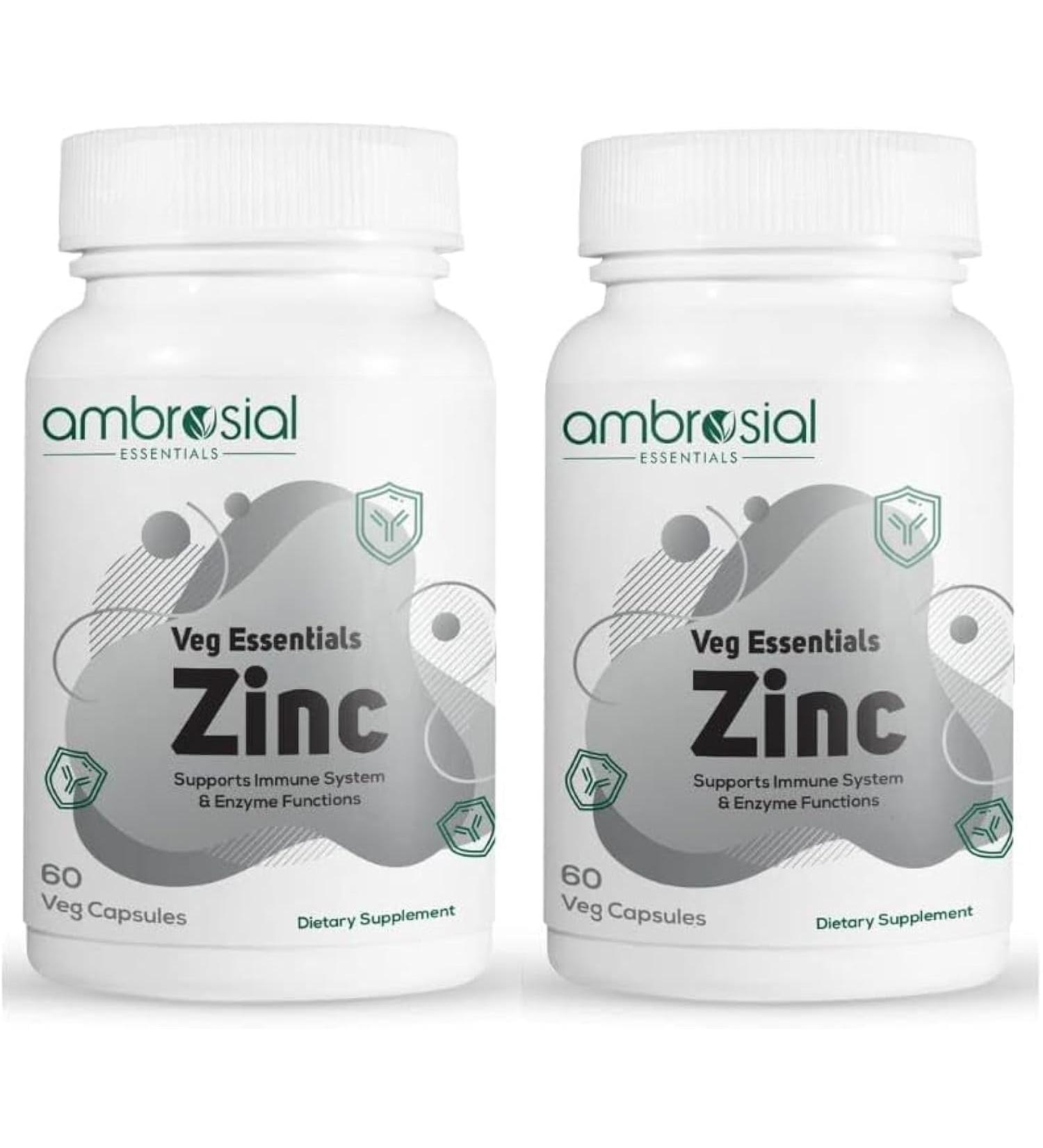Ambrosial Zinc Tablets High Strength 30 mg (Pack of 2-120 Capsules) 60 Count (Pack of 2) - Buy Online on GoSupps.com