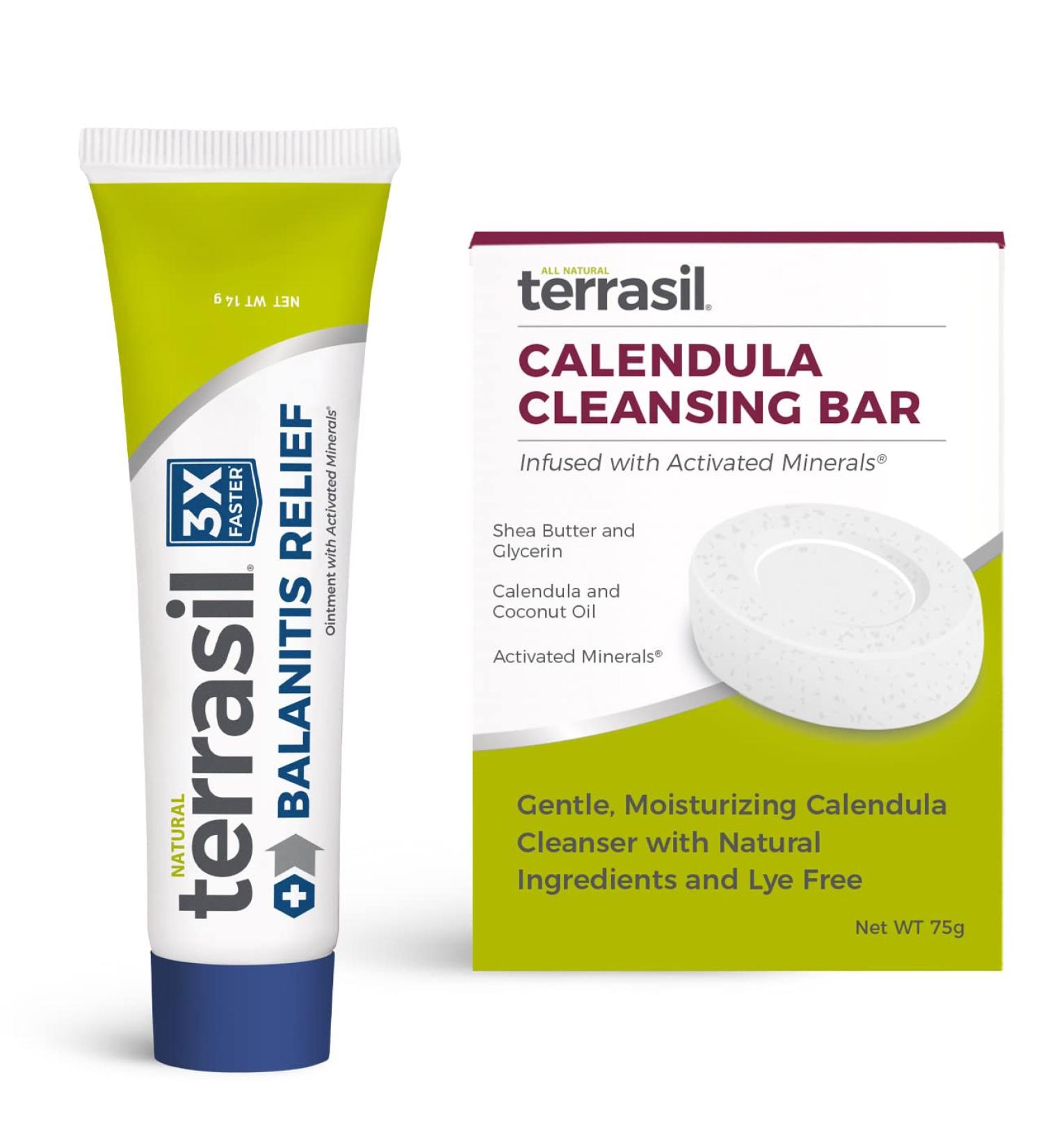Aidance Terrasil Balanitis Relief Kit - Calendula Soap & Ointment for Gentle Skin Relief from Irritation, Itch, Redness, and Inflammation (14gm Tube + Soap Bar) - Buy Online on GoSupps.com