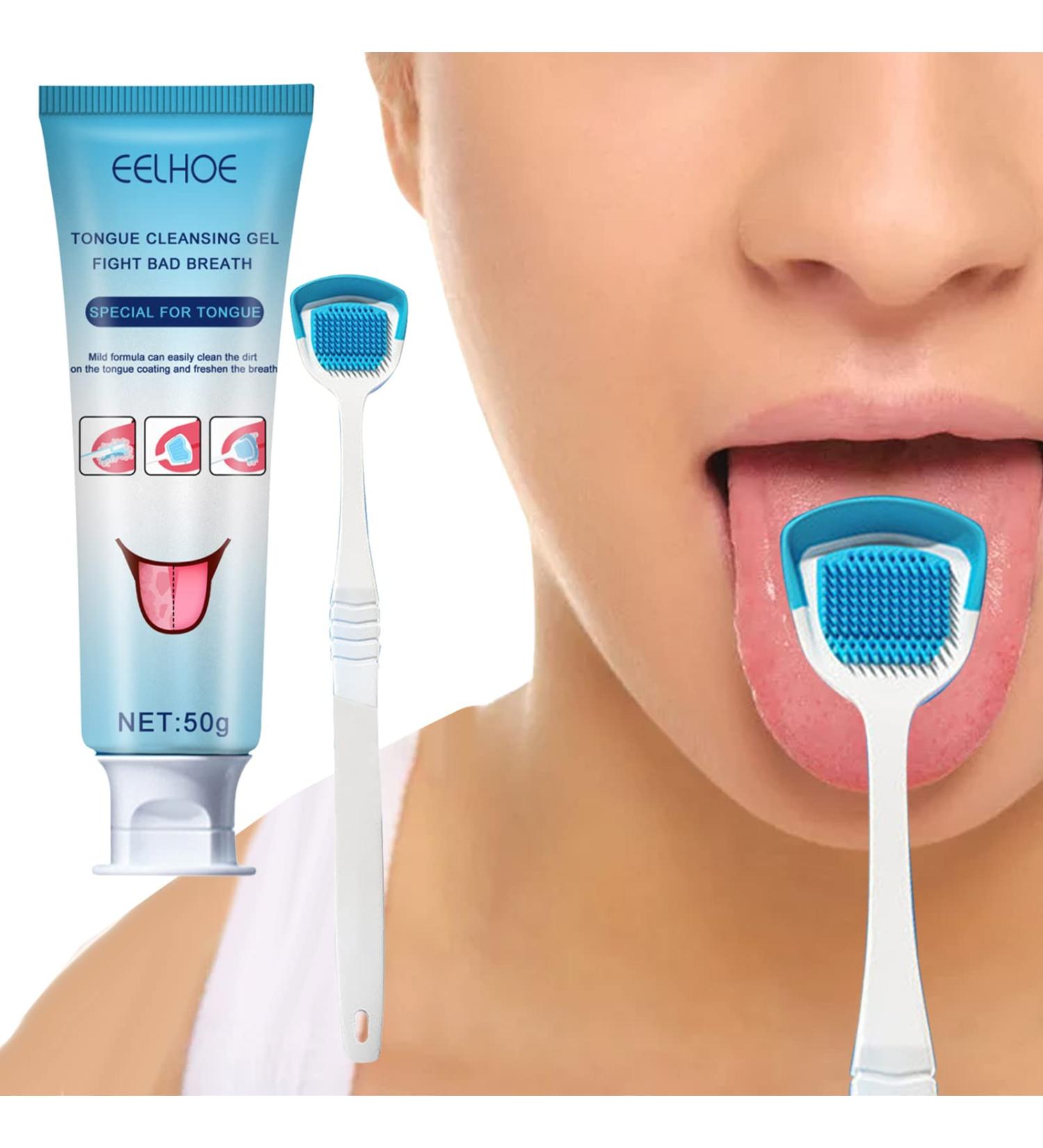 Fanelod Tongue Cleaner Gel with Brush - 50g Oral Care Set for Adults | Remove Bad Breath & Clean Tongue - Buy Online on GoSupps.com