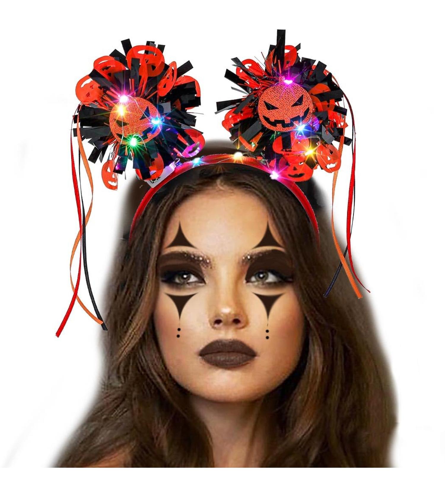 Coridy Light Up Halloween Headband LED Pumpkin Hairband Orange Sunflower Head Boppers Evil Smile Hair Accessories for Women Festival (orange Pumpkin) Orange Pumpkin - Buy Online on GoSupps.com