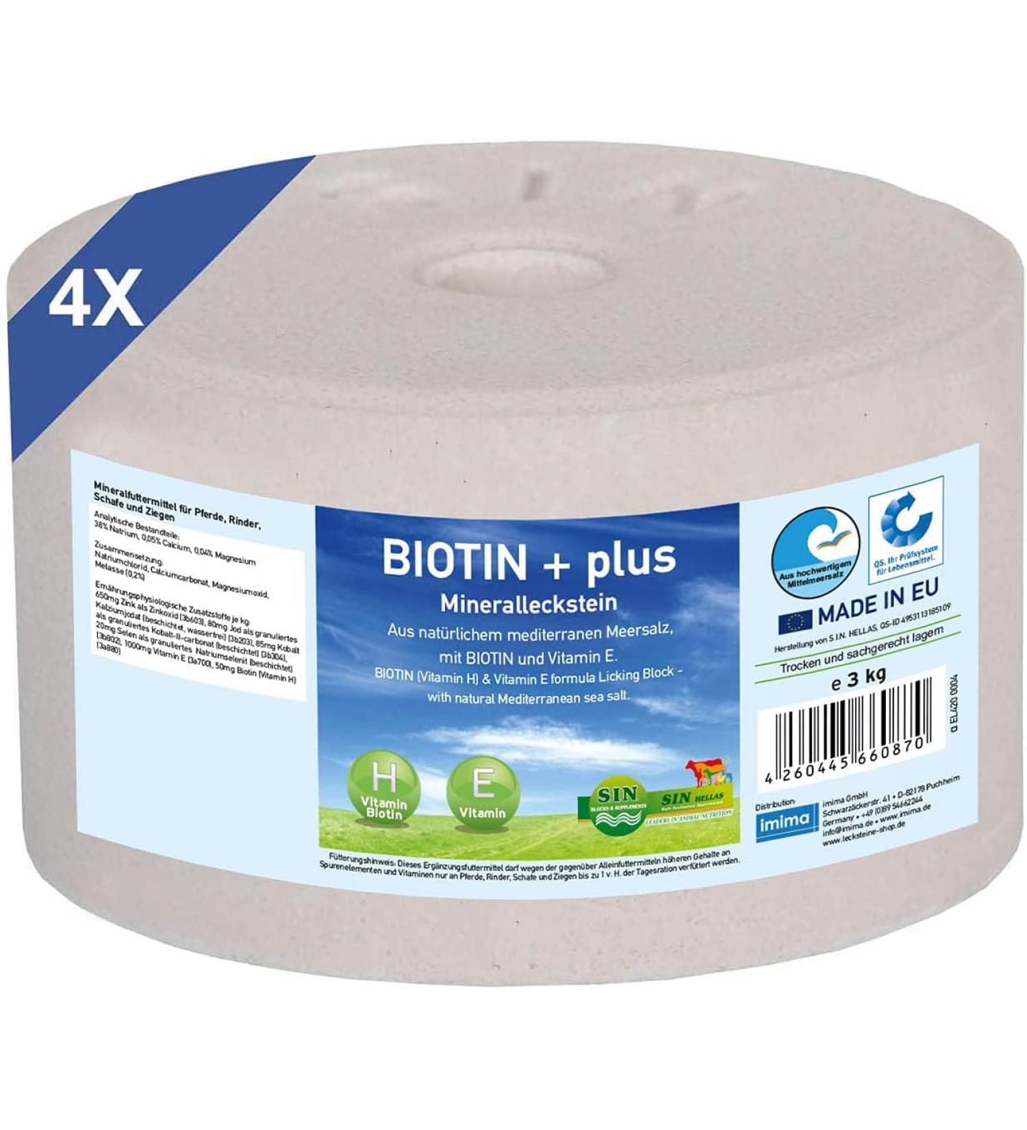 Imima Mineralleckstein Horse Biotin + Plus 4-Pack Salt Lick Stones (3kg each) - Ideal for Horses Sheep Goats & Wildlife - Buy Online on GoSupps.com