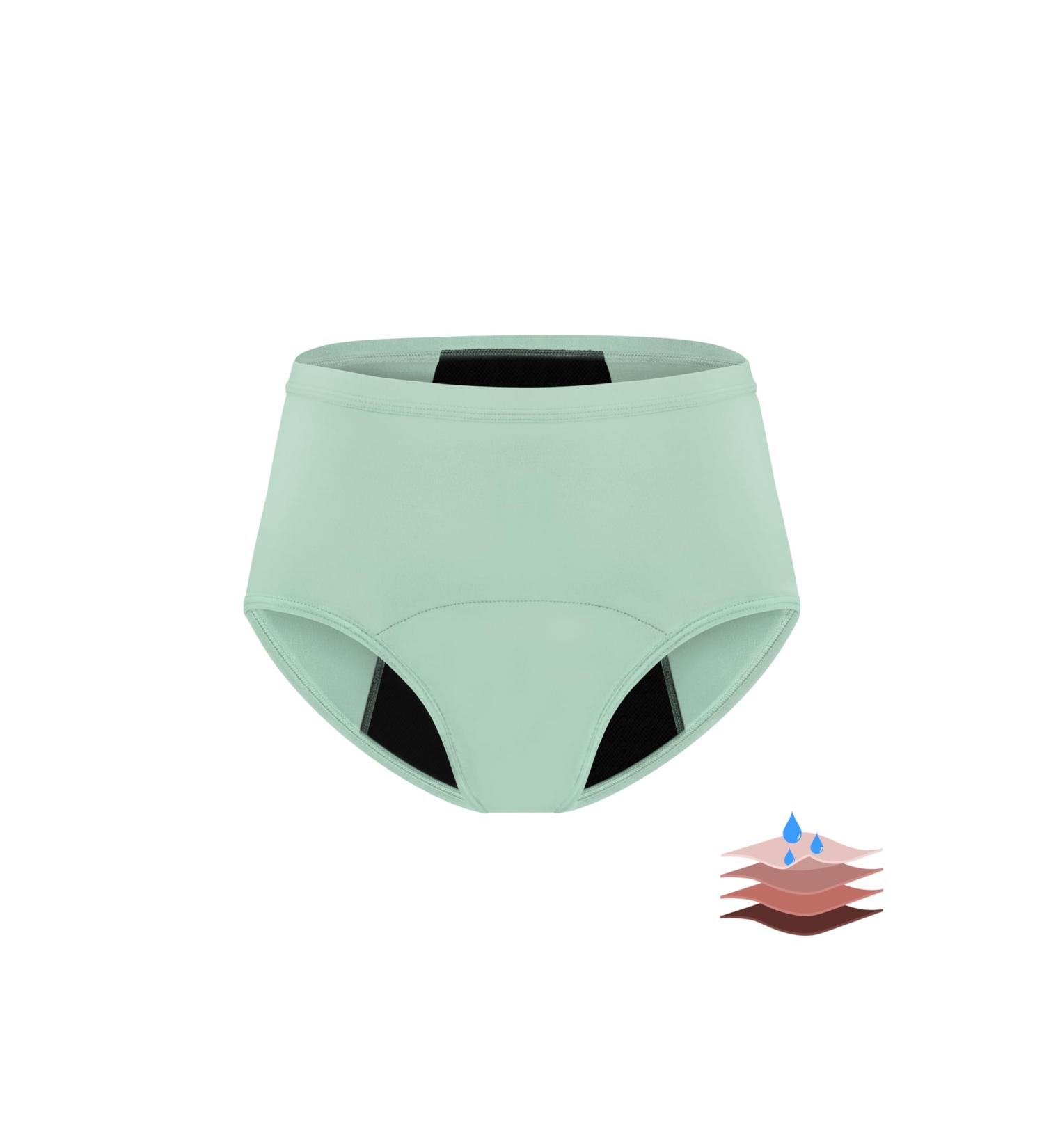 Leovqn Lace Trim Period Pants for Women - Menstrual Underwear for Heavy Flow & Postpartum, Leakproof Briefs - S Light Green - Buy Online on GoSupps.com