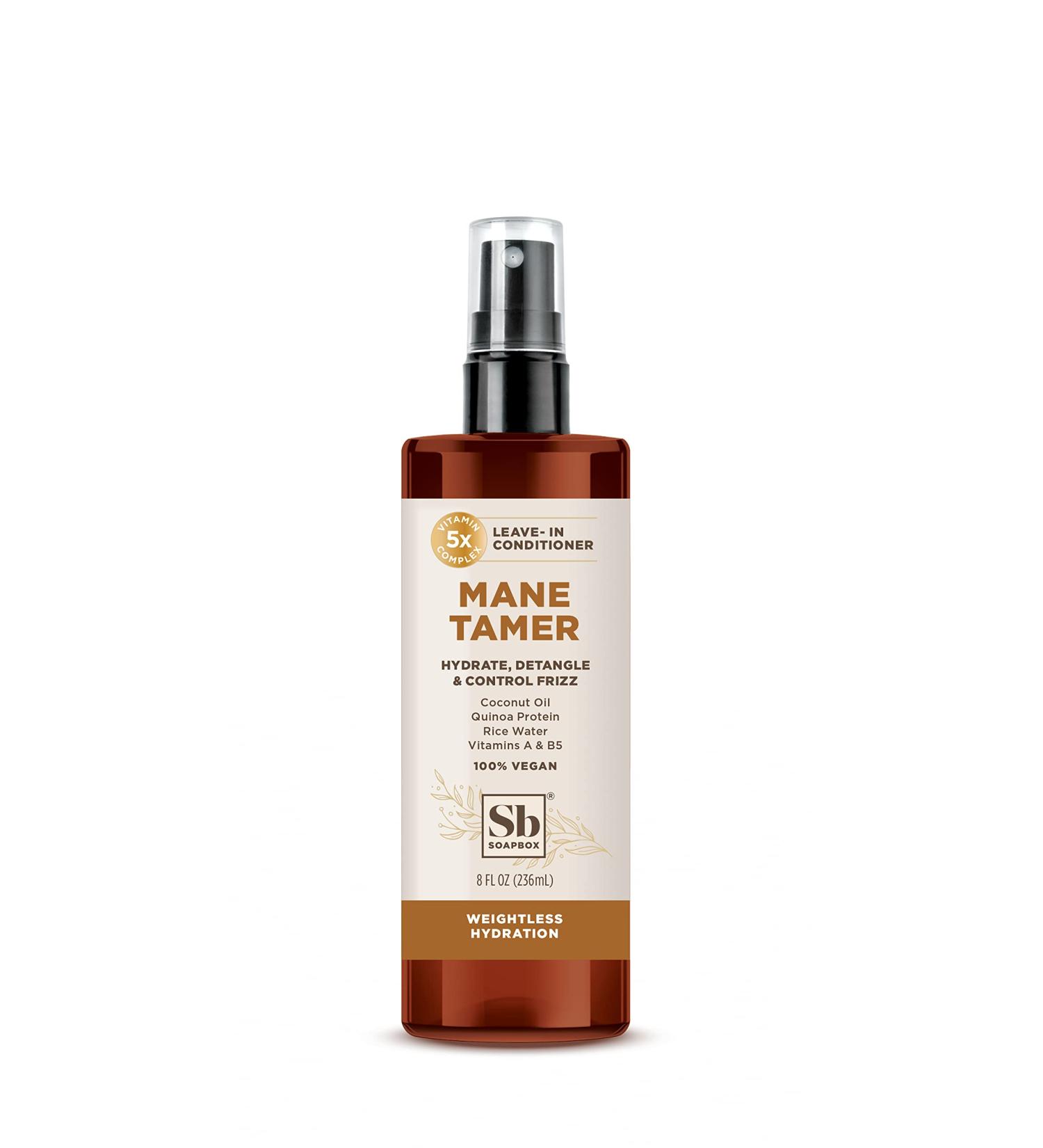 Soapbox Leave-In Conditioner - Mane Tamer Spray for Frizz Control Hydration & Shine - Paraben Free & Vegan 8oz - Perfect for Dry Damaged Hair - Buy Online on GoSupps.com