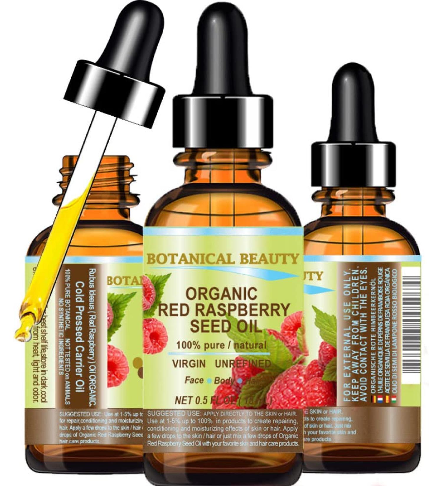 Organic Red Raspberry Seed Oil 0.5 Fl.oz for Face, Body & Hair - Botanical Beauty - Buy Online on GoSupps.com