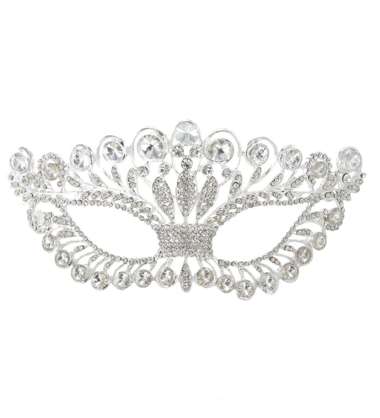 Alipis Rhinestone Masquerade Mask - Silver Cosplay Veil Headwear Crown for Ladies' Evening Costumes | Elegant Party Accessory - Buy Online on GoSupps.com