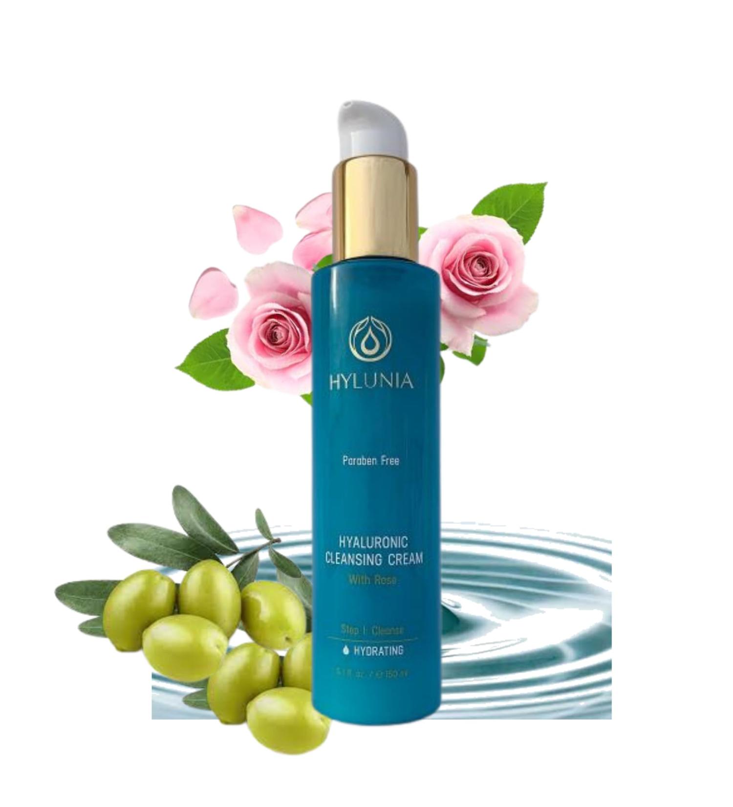 Hylunia Hyaluronic Cleansing Cream Hydrating & Soothing Facial Cleanser with Hyaluronic Acid, Rose & Olive Oil Squalene Gentle, Non-Drying, Vegan & Ayurvedic Skincare 5.1 FL oz - Buy Online on GoSupps.com