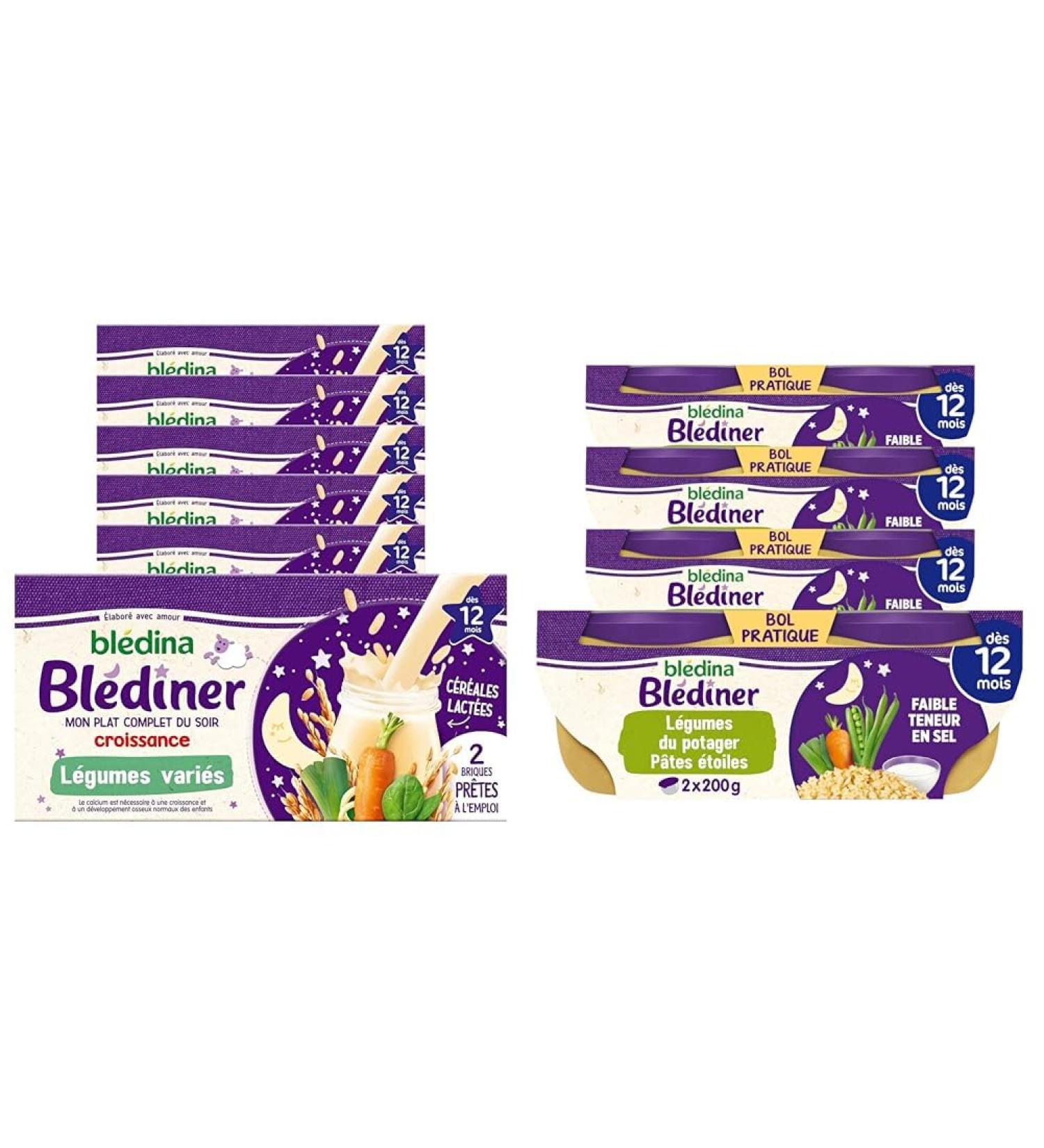 Bl dina Bl d ner C r ales b b Lact es L gumes D s 12 Mois 12 briques 250mL + Bl dina Bl d ner L gumes du Potager et P tes toile d s 12 mois 2 x 200 g - Lot de 4