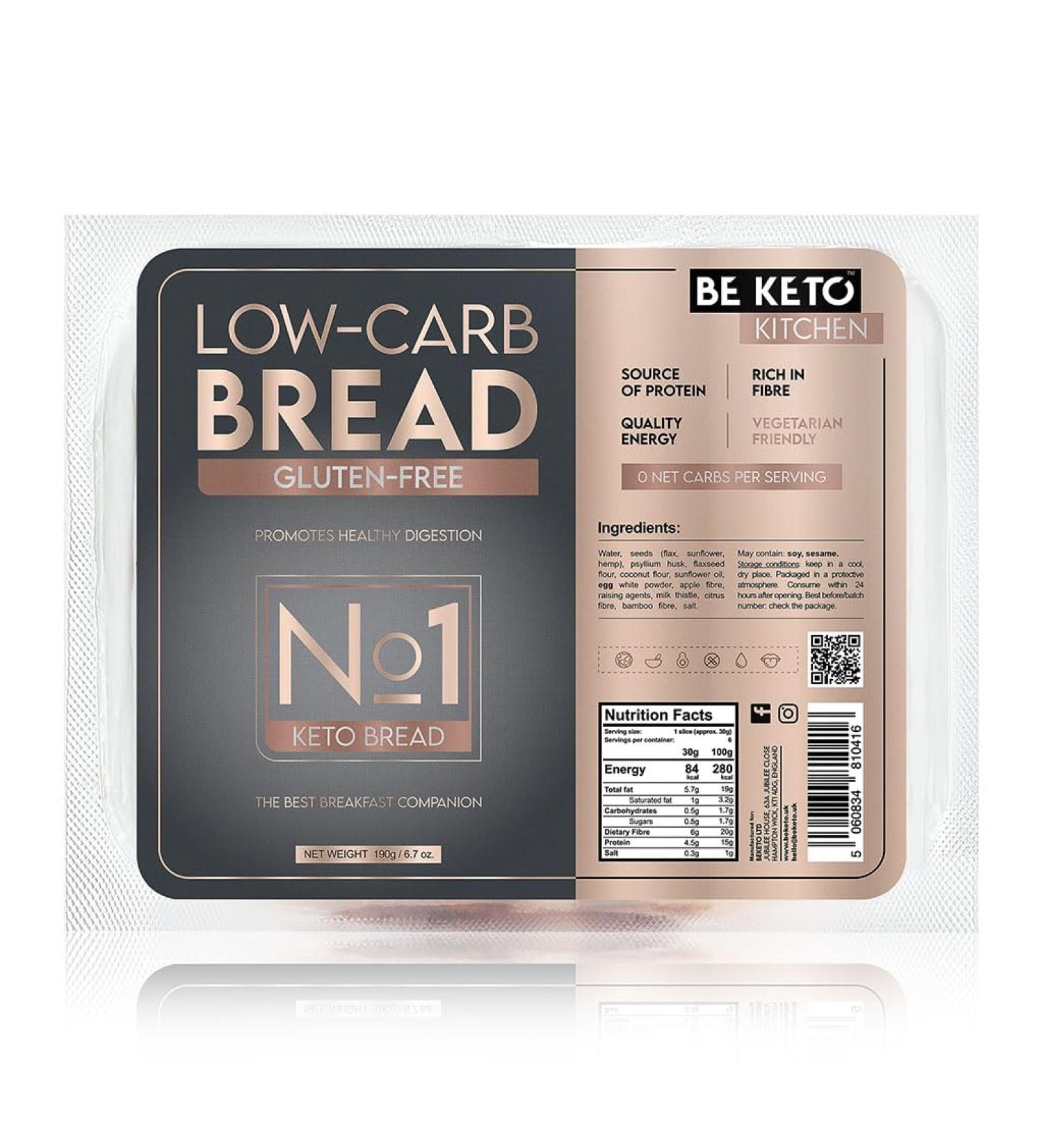 BeKeto No1 Keto Keto Bread 190g - Gluten Free Bread High in Fiber and Protein for Keto & Low Carb Diet - Buy Online on GoSupps.com