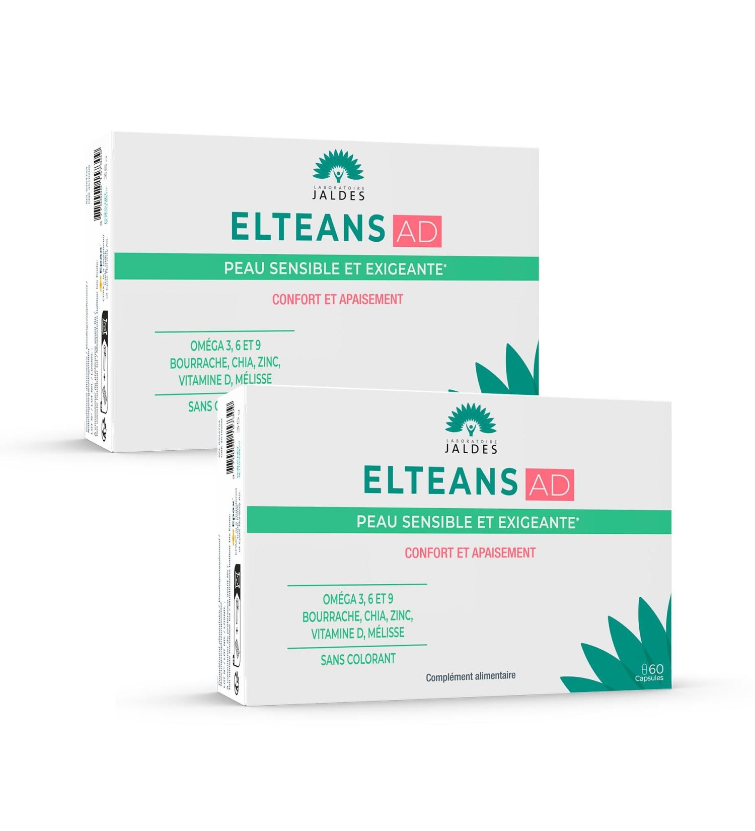 ELTEANS AD Lot de 2X60 Capsules | Pour Nourrir Et Apaiser Les Peaux Sensibles Et Exigeantes | Compos d Ingr dients d Origine Naturelle | LABORATOIRE JALDES