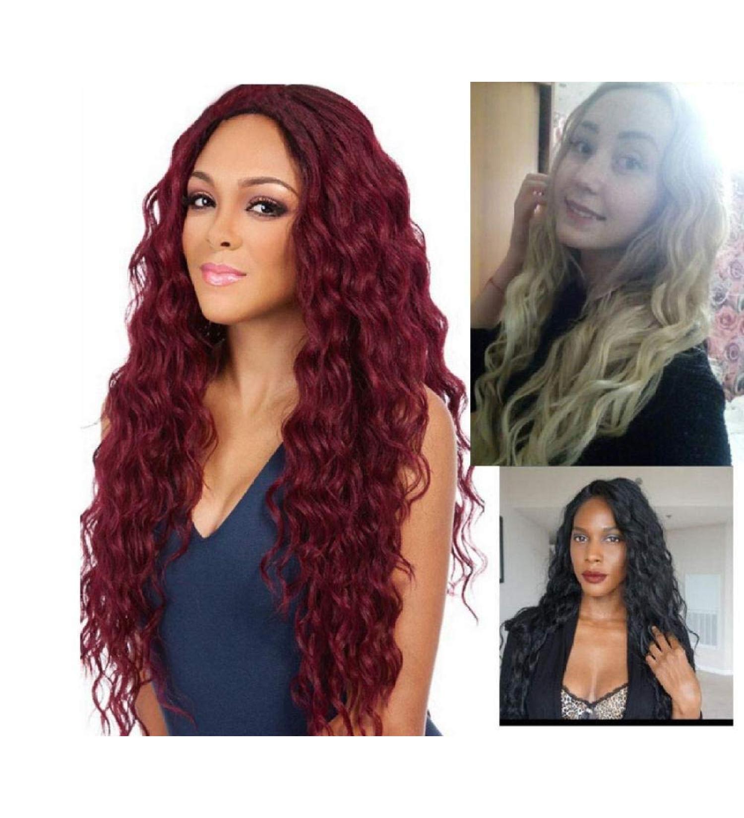 Shop Long Curly Fluffy European & American Wigs - Hot Red Light Brown & Dark Brown Options - Buy Online on GoSupps.com