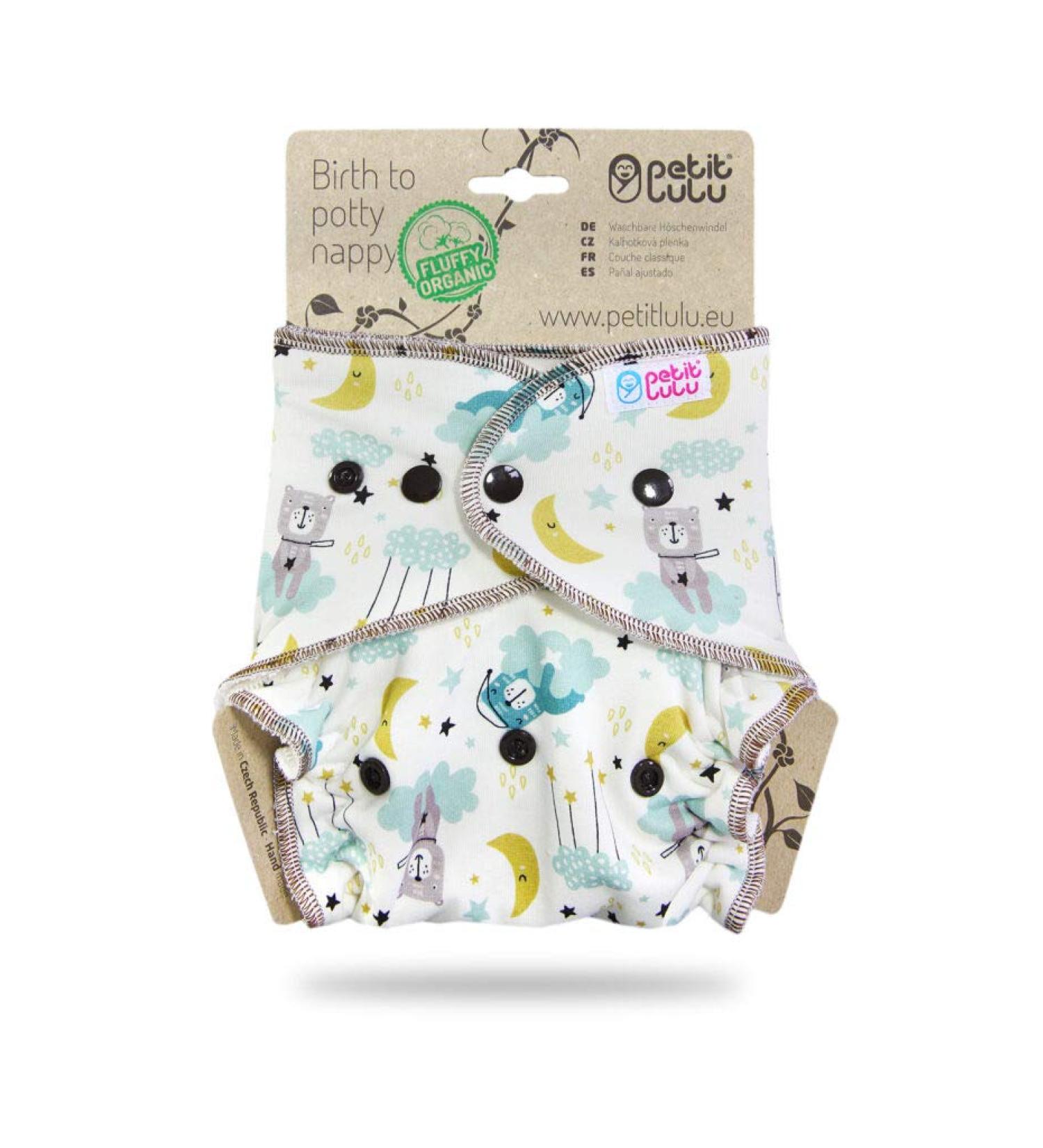 Petit Lulu Bamboo Fitted One Size Diaper - Fluffy Organic, Reusable & Washable (Good Night) - Made in Europe - Buy Online on GoSupps.com