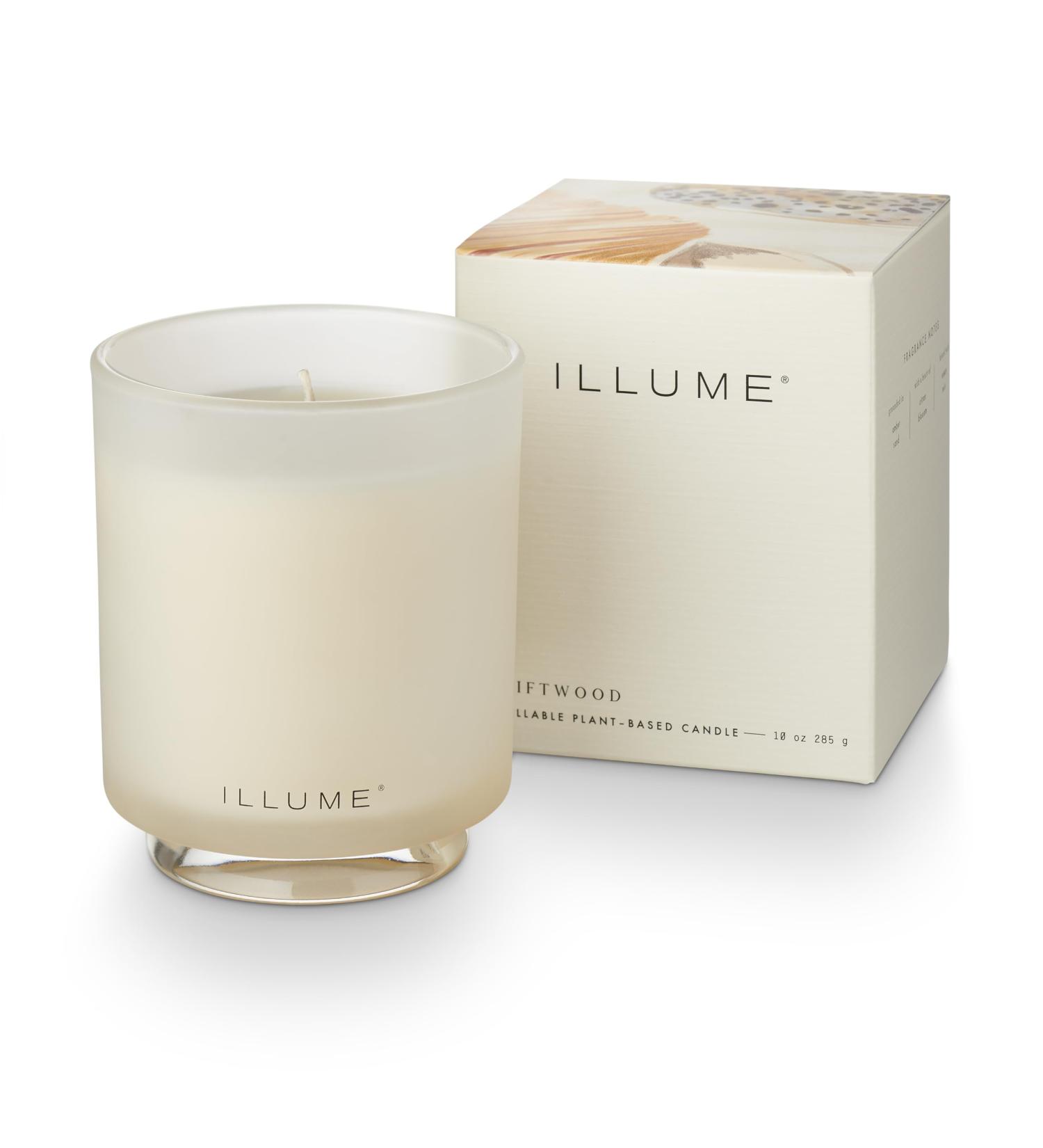 ILLUME Driftwood Refillable Glass Candle - Elegant Aromatherapy | International Shipping Available - Buy Online on GoSupps.com