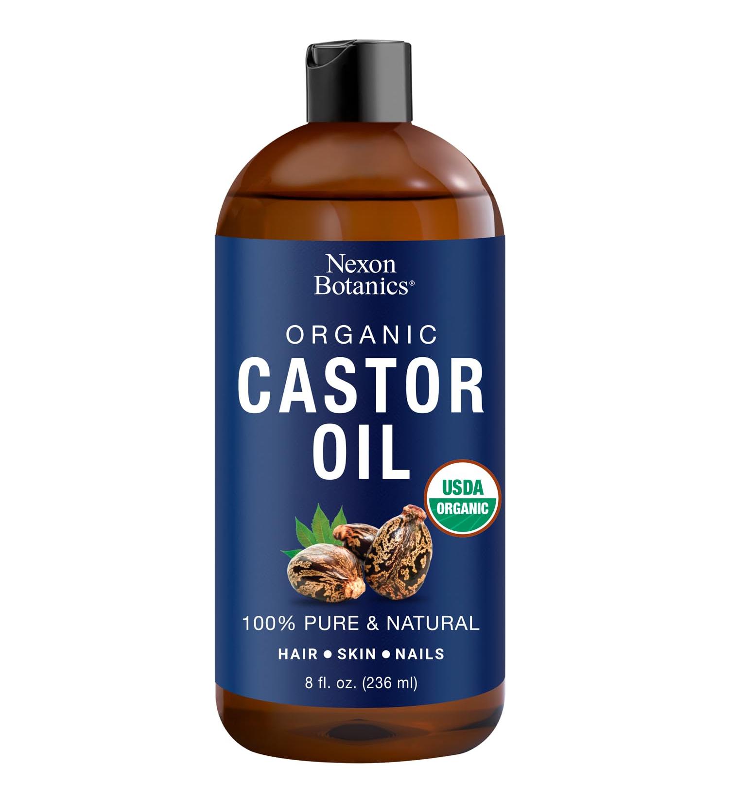 Nexon Botanics Organic Castor Oil for Hair Growth 8 fl oz | Cold Pressed Unrefined Castor Oil for Skin & Hair Care | Aceite De Ricino Organico - Buy Online on GoSupps.com