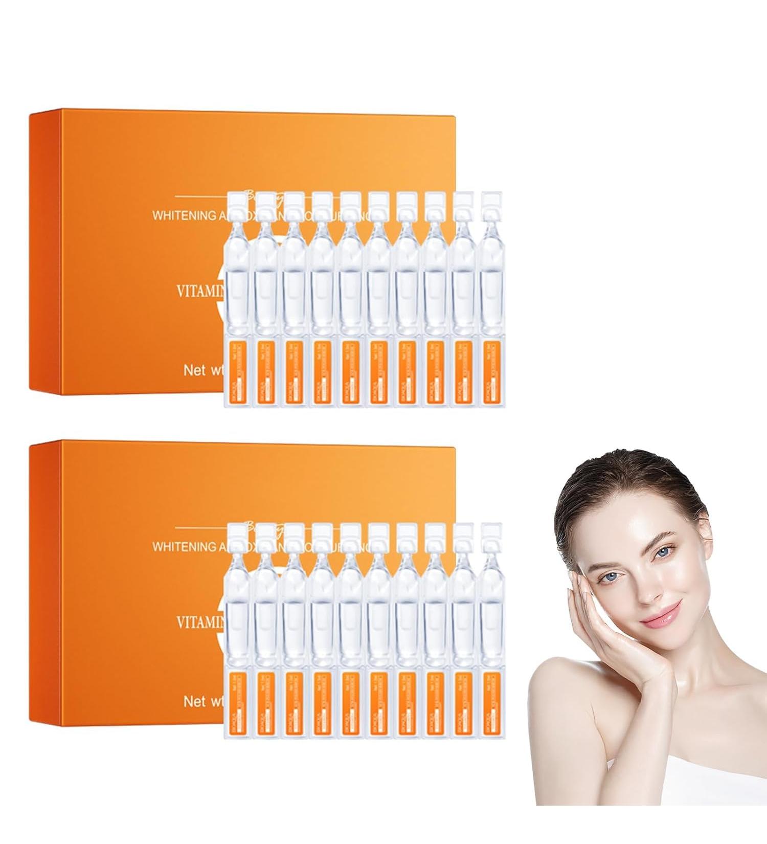 S rums Vitamine C clat Blanc Lot de 2 Bo tes Avec 60 Ampoules Soin Visage clatant et Uniforme Att nue Les Taches Sombres Unifie Le Teint Hydratation Intense Pour Une Peau Lumineuse et Douce - Buy Online on GoSupps.com