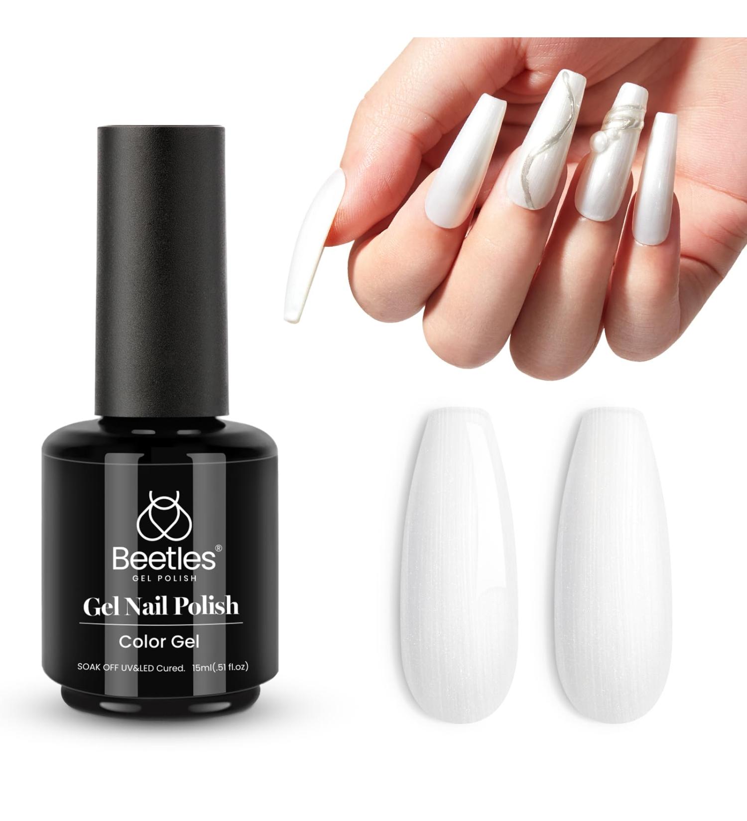 Beetles Gel Nail Polish 15ml White Color | Soak Off DIY Gel Manicure | Salon Quality Nail Art | Nail Lamp Required | X-White Pearl - Buy Online on GoSupps.com