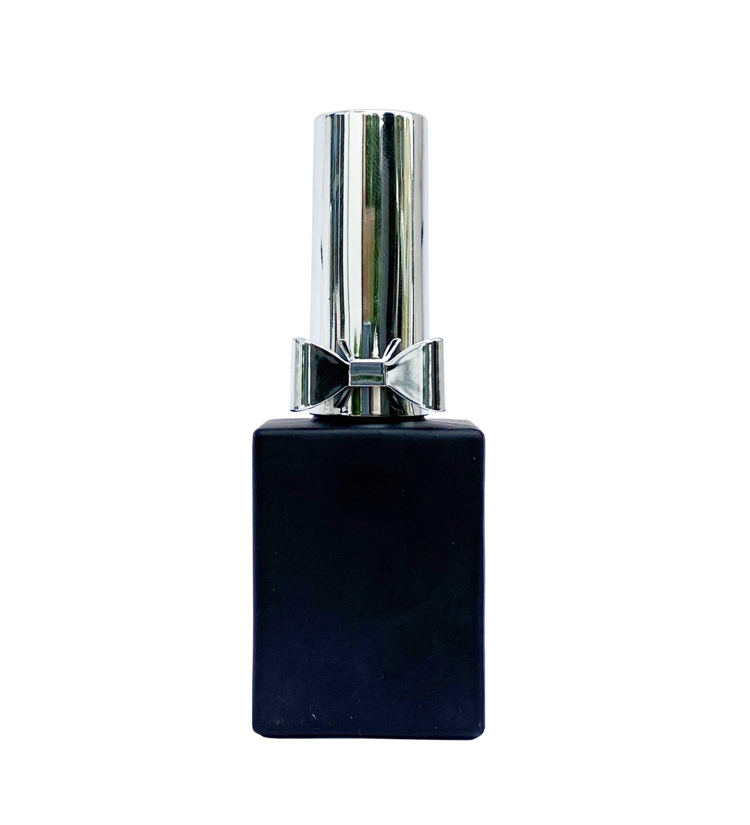 KM-Nails 10x nail polish empty bottle 15ml with bow black matt