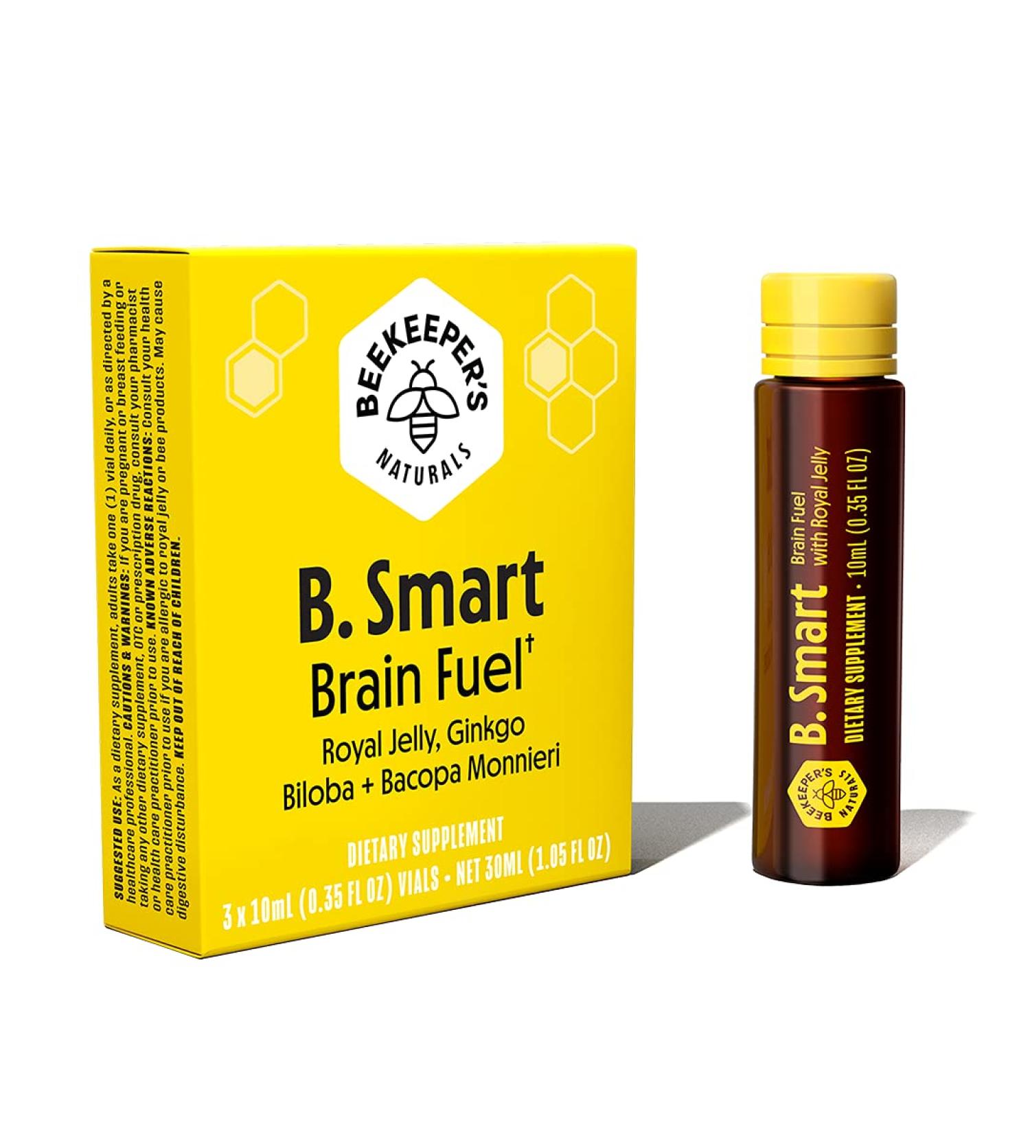 Beekeeper's Naturals B. LXR Brain Fuel - 3 Vials (0.35 fl oz each) for Enhanced Focus - Buy Online on GoSupps.com