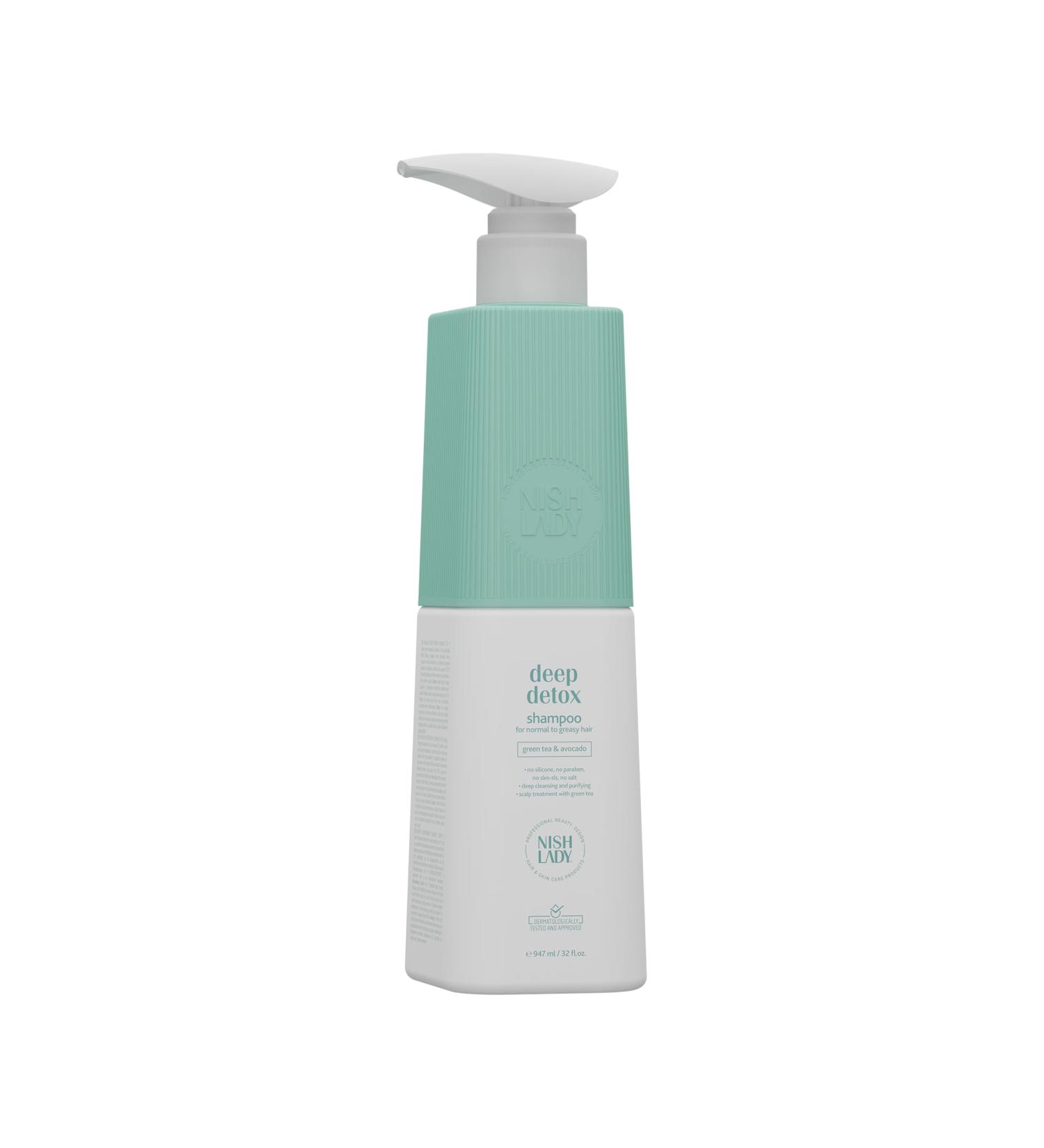Deep Detox Clarifying Shampoo for Normal to Greasy Hair 503 ml | Green Tea & Avocada Extracts (Shampoo 947 ml)