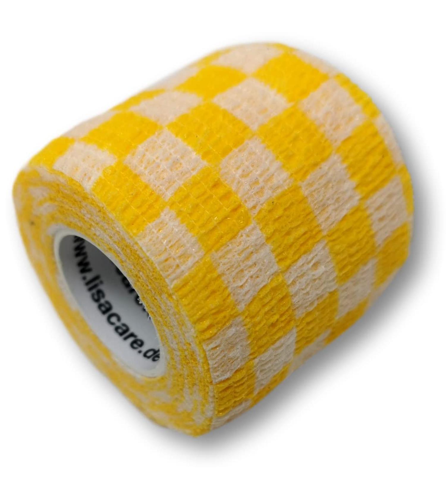 Lisacare Self-Adhering Bandage - 4 Rolls 5cm | Medical Device for Pets & Horses | Choose from Vibrant Colors & Motifs (KARO Yellow Set) - Buy Online on GoSupps.com