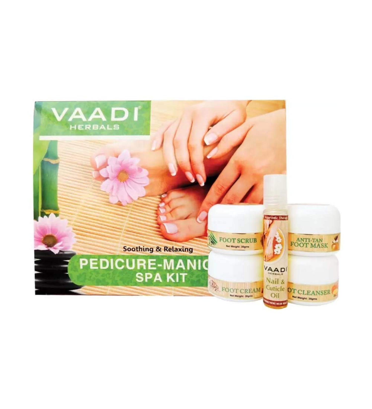 Vaadi Herbals Pedicure Manicure Kit with Grapeseed Extract and Fenugreek - Soothing and Relaxing - ALL Natural - Suitable for All Skin Types and Both for Men and Women - 135 Grams