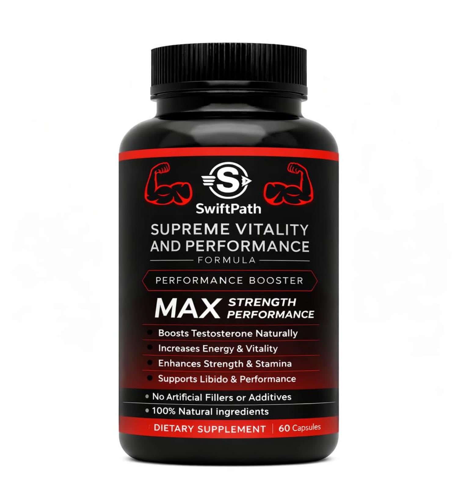 Swift Path Venture Supreme Vitality for Men Daily Energy & Wellness Support Clean Stimulant-Free Supplement for Active Lifestyle Endurance & Balance 60 Capsules - Buy Online on GoSupps.com