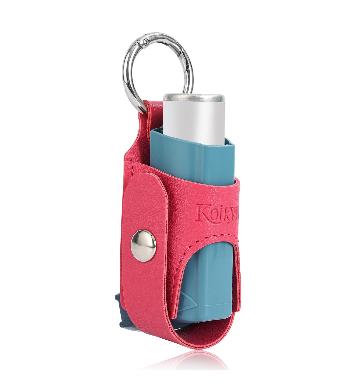 Asthma Inhaler Holder - PU Leather Travel Case for L-Shaped Inhalers (Rose Red) - Durable & Stylish Carrying Solution - Buy Online on GoSupps.com