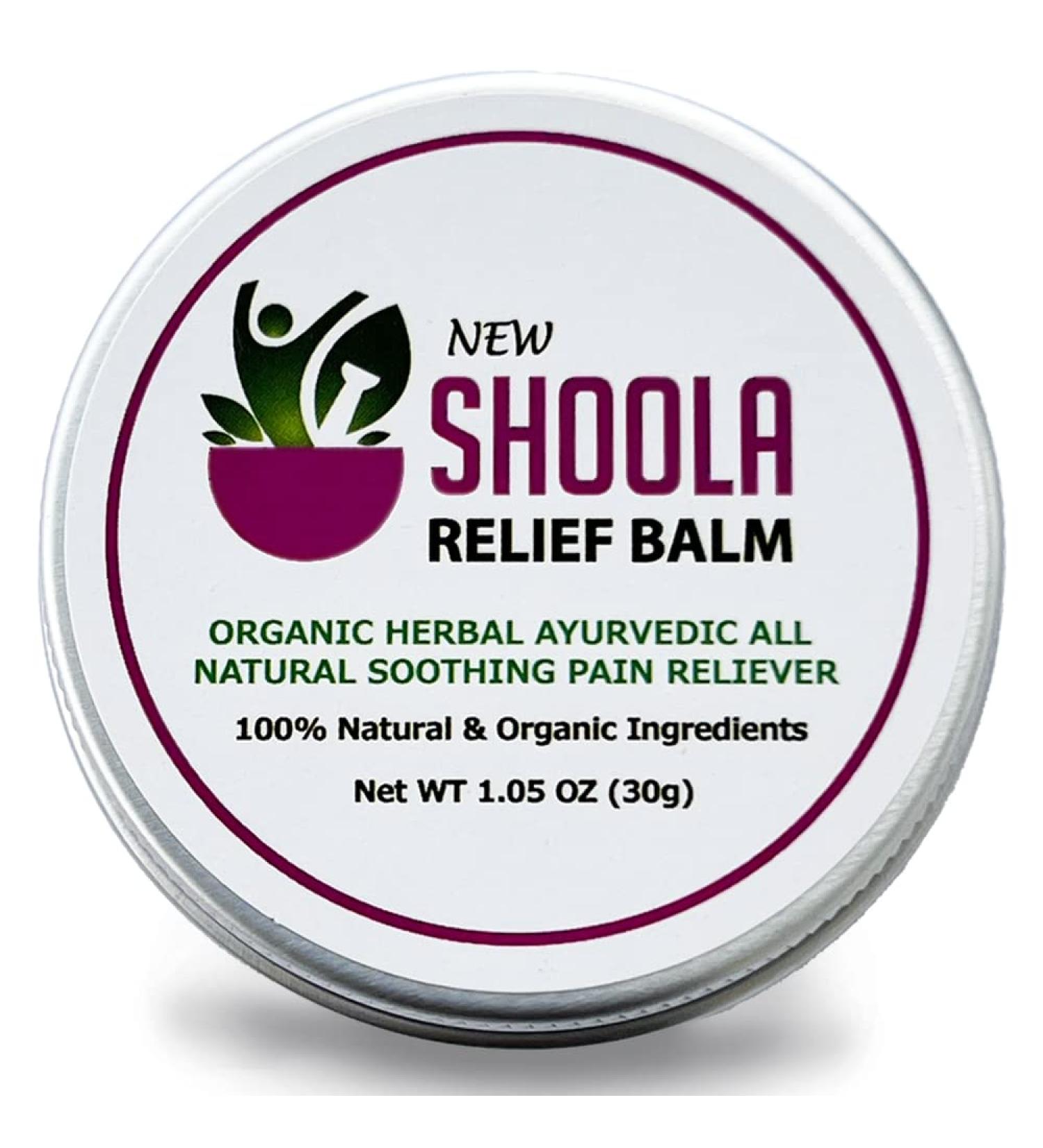 SHOOLA Pain Relief Balm - Maximum Strength Organic Rub for Headaches, Joint, Back & Muscle Pain, Nasal Sinus Infection, Menstrual Pain - 100% Essential Oil Salve - Buy Online on GoSupps.com