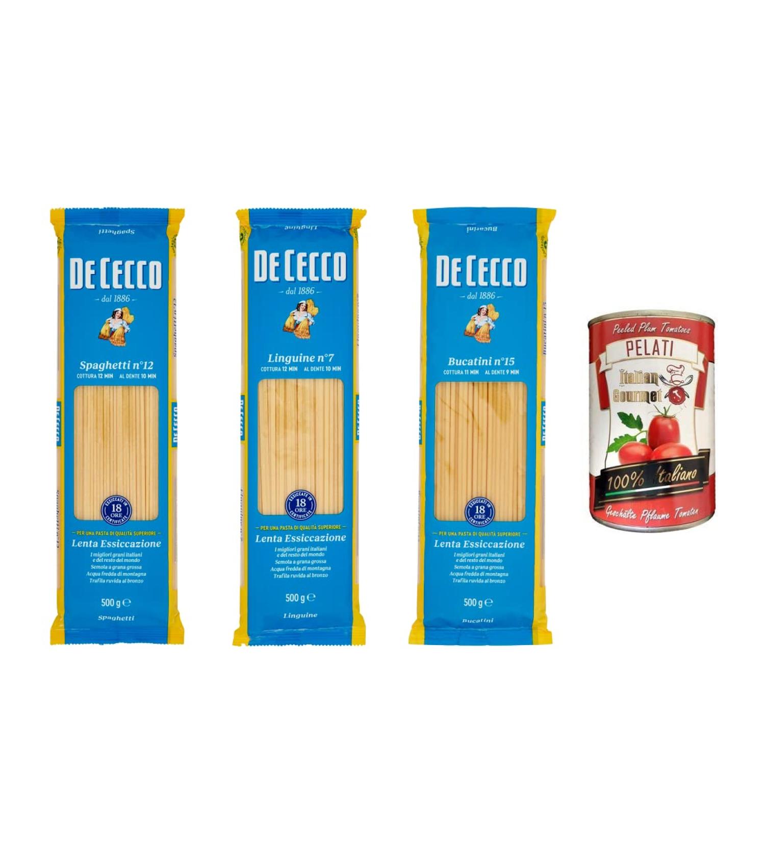 Italian Gourmet ER TESTPAKETS The Cecco Pasta 1x spaghetti n 12 1x Linguine n 7 1x Bucatini n 15 3 x 500 g + 1x Italian host 100 g - Buy Online on GoSupps.com