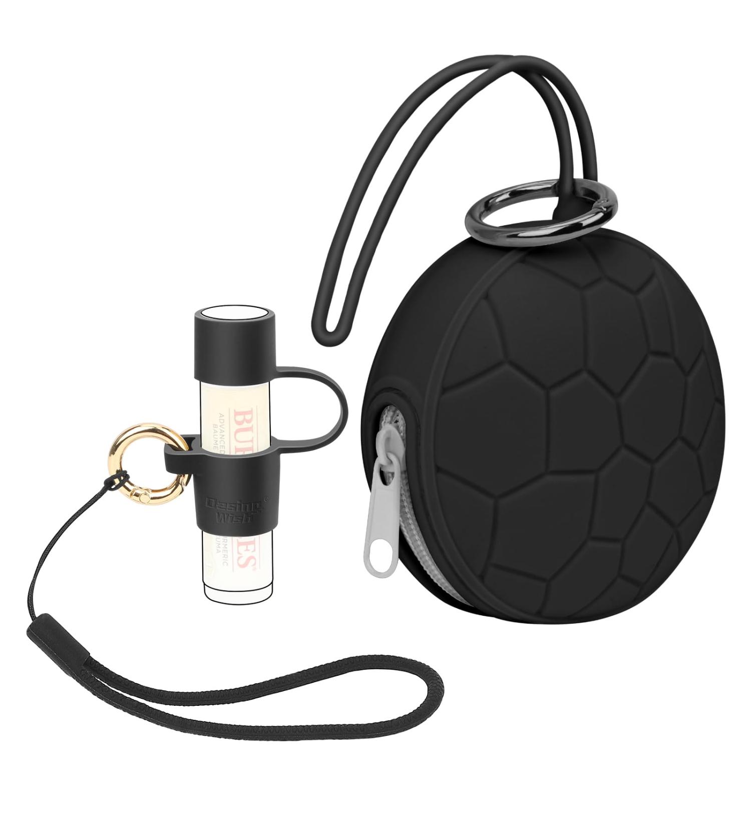 Desing Wish Silicone Lip Balm Holder with Silicone Zipper Pouch Portable Lip Balm Keychain Sleeve - Silicone Storage Bag for Lip Balms/Small Cosmetics/Earphones/Keys - Black Lip Balm Holder & LIp Balm Holder & Bag Black - Buy Online on GoSupps.com
