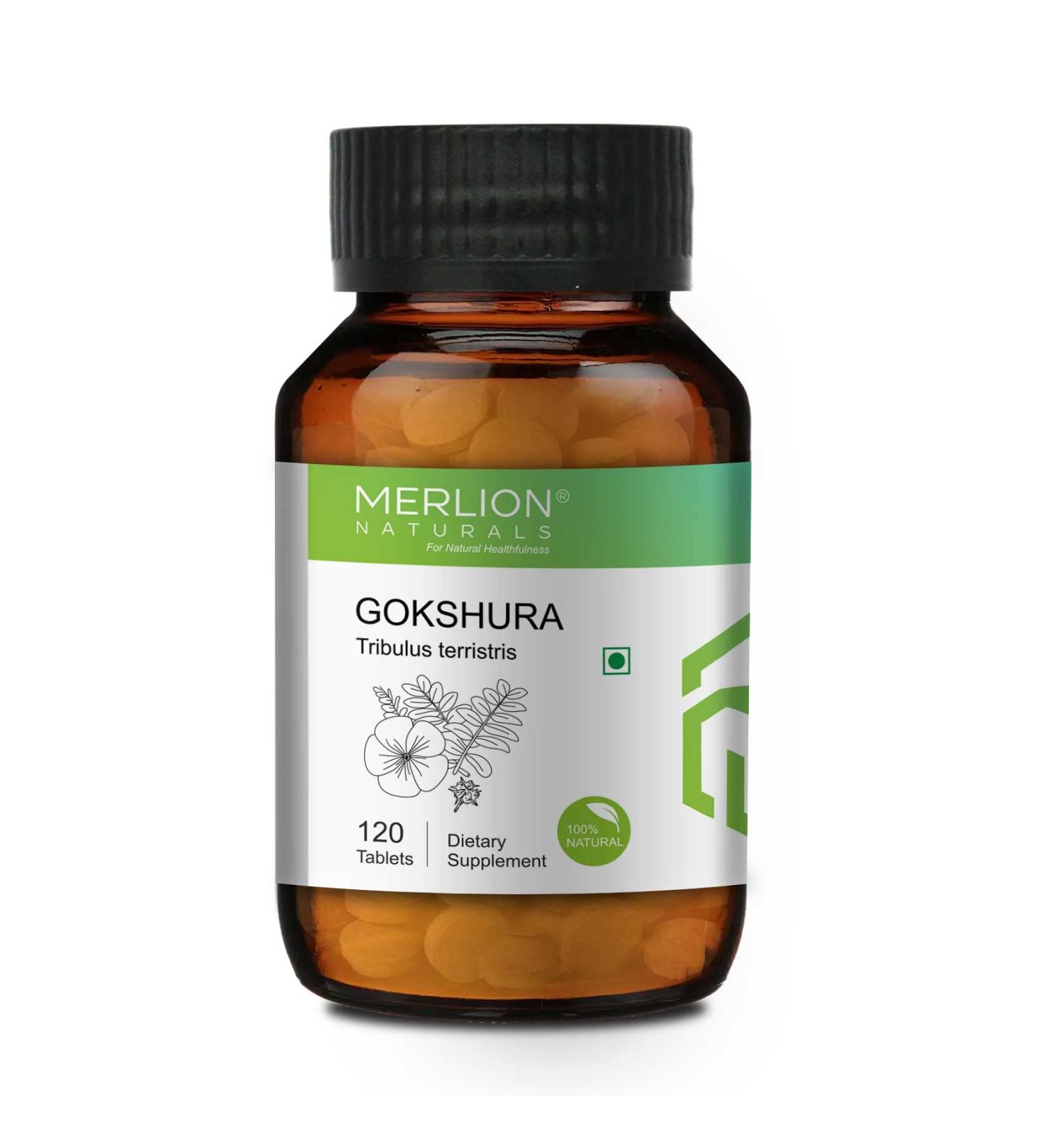 MERLION NATURALS Gokshura Tablets | Tribulus Terrestris 500mg (120 Tablets) - Buy Online on GoSupps.com