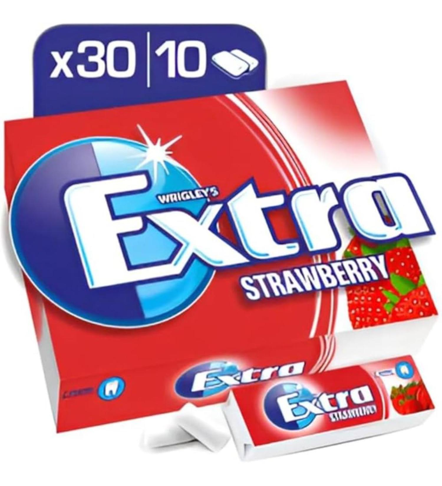 Wrigley Extra Strawberry Flavour Sugarfree Chewing Gum 15 g (Pack of 30)
