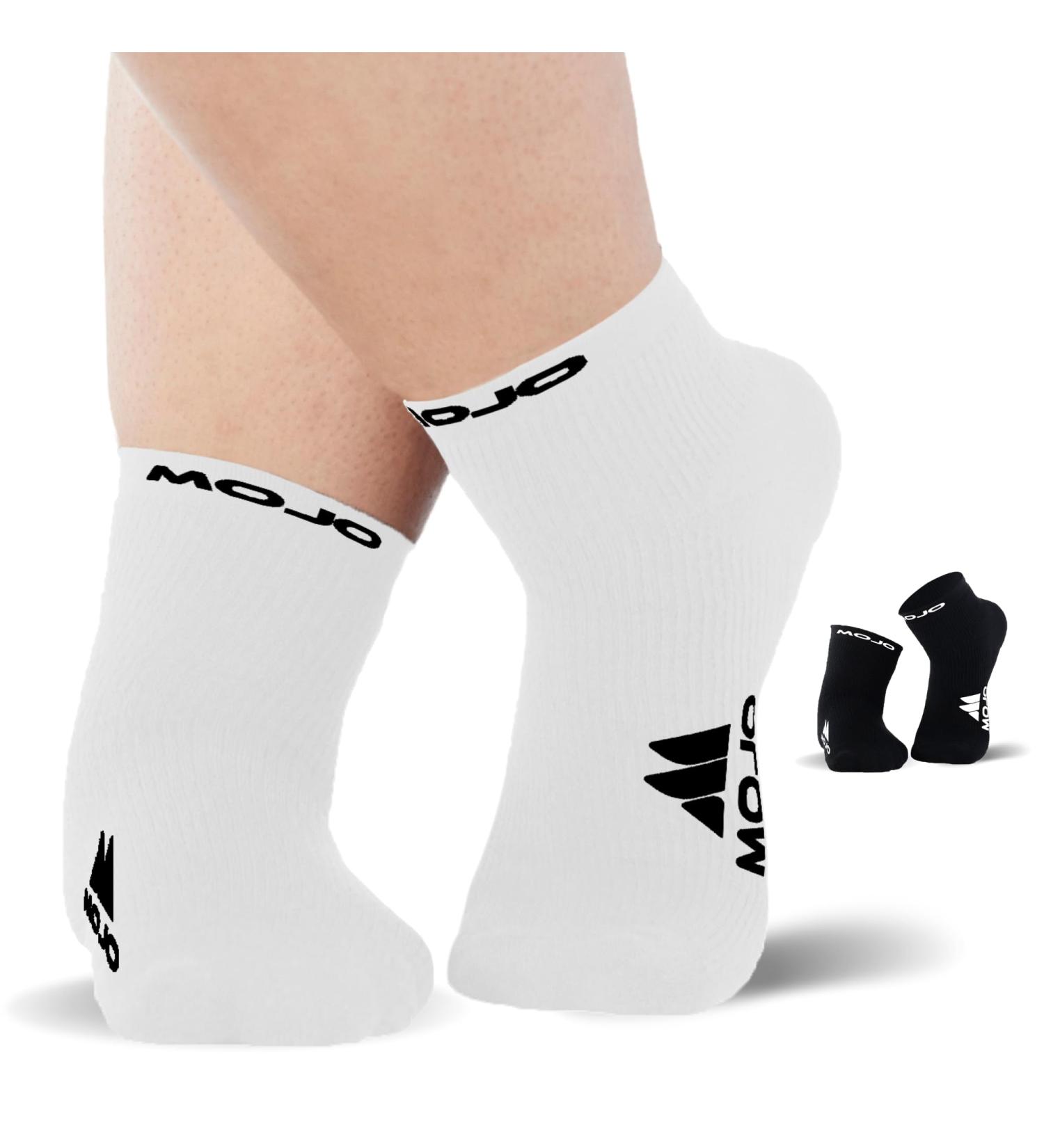 Mojo Compression Socks - Black & White Ankle Length (15-20mmHg) - Medium Support for Men & Women - 8 Sizes Available - 1 Pair XL White - Buy Online on GoSupps.com