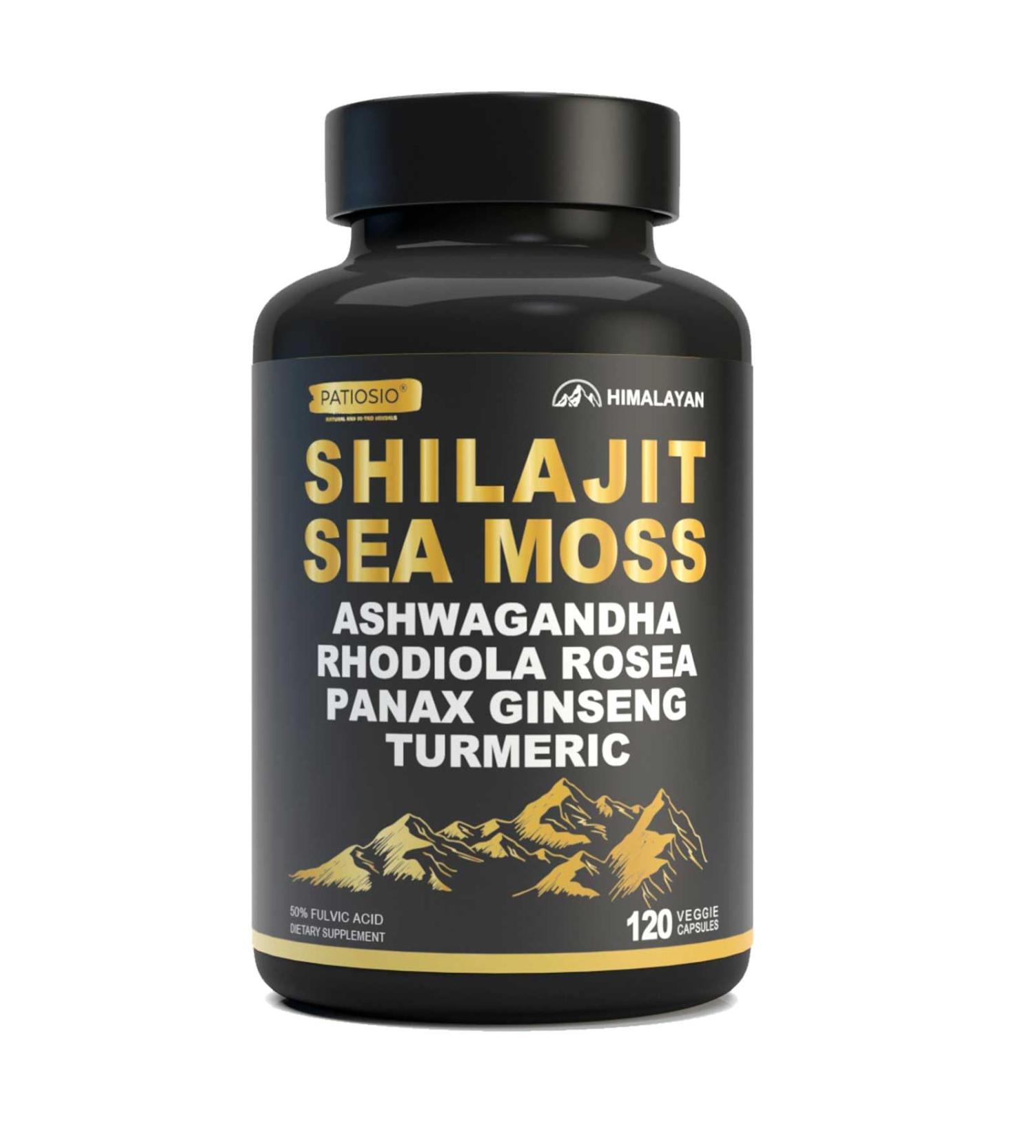 Patiosio Shilajit Capsules for Men - 50% Fulvic Acid, 85+ Trace Minerals Pure Himalayan, Shilajit Resin Extract with Sea Moss, Ashwagandha-for Energy, Stamina -120 Capsules - Buy Online on GoSupps.com