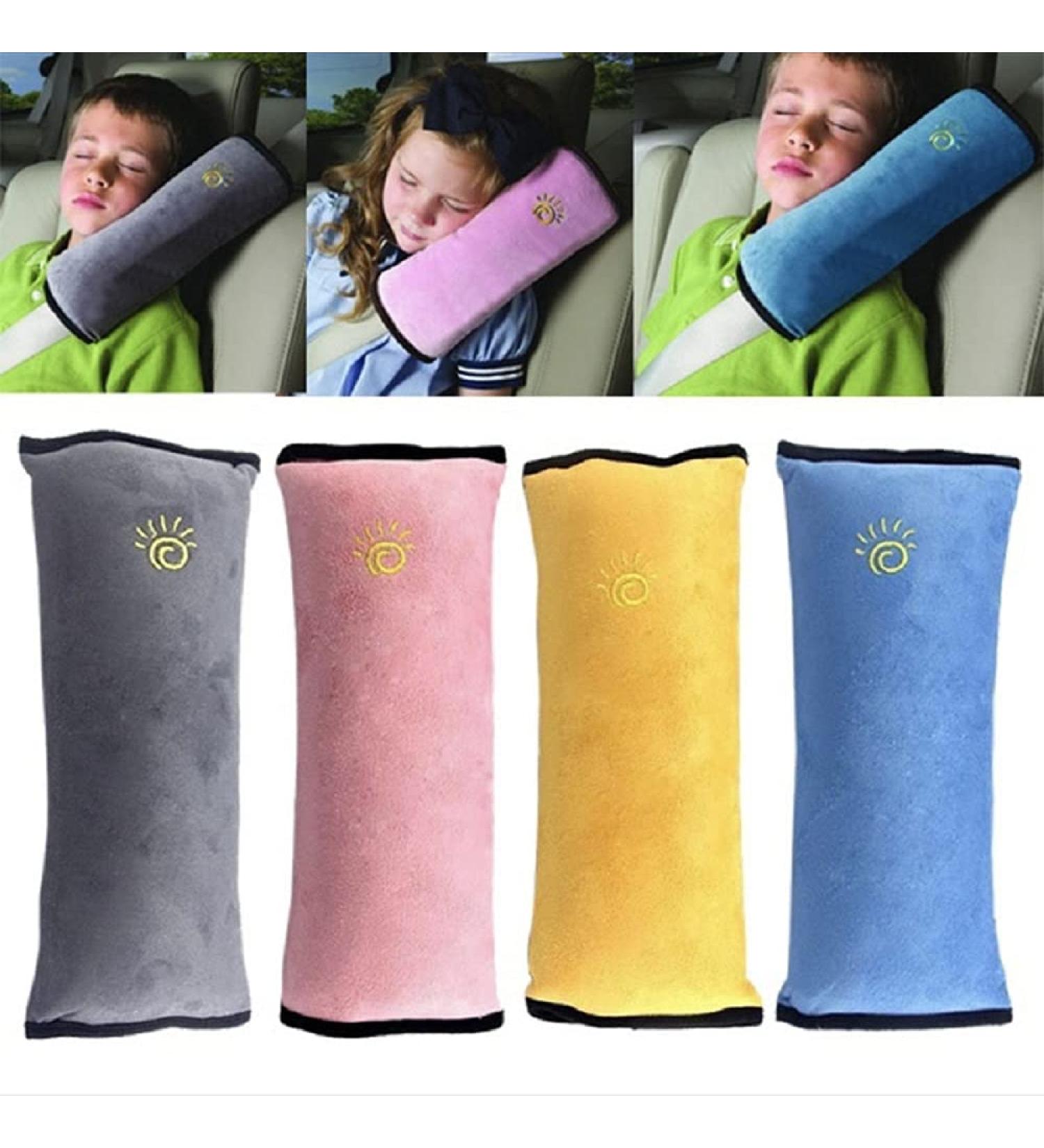 Crazy Bean Kids Seat Belt Pads Set - Comfortable Harness Covers for Children - Travel Shoulder Strap Cushion in Blue, Pink, Grey, Yellow - Buy Online on GoSupps.com