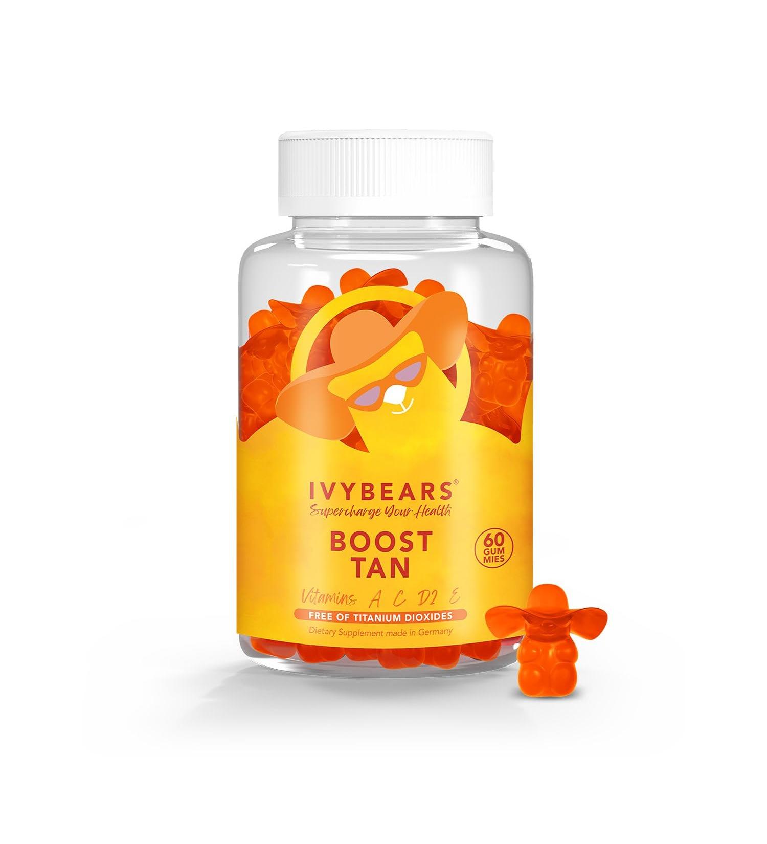 Glow Tanning Gummies - Beta Carotene Vitamin A C D2 & E - AI Tanning Specialist ADA Supports Healthy Tan & Glow - Vegan & Made in Germany - Pack of 60 - Boost Tan - Buy Online on GoSupps.com