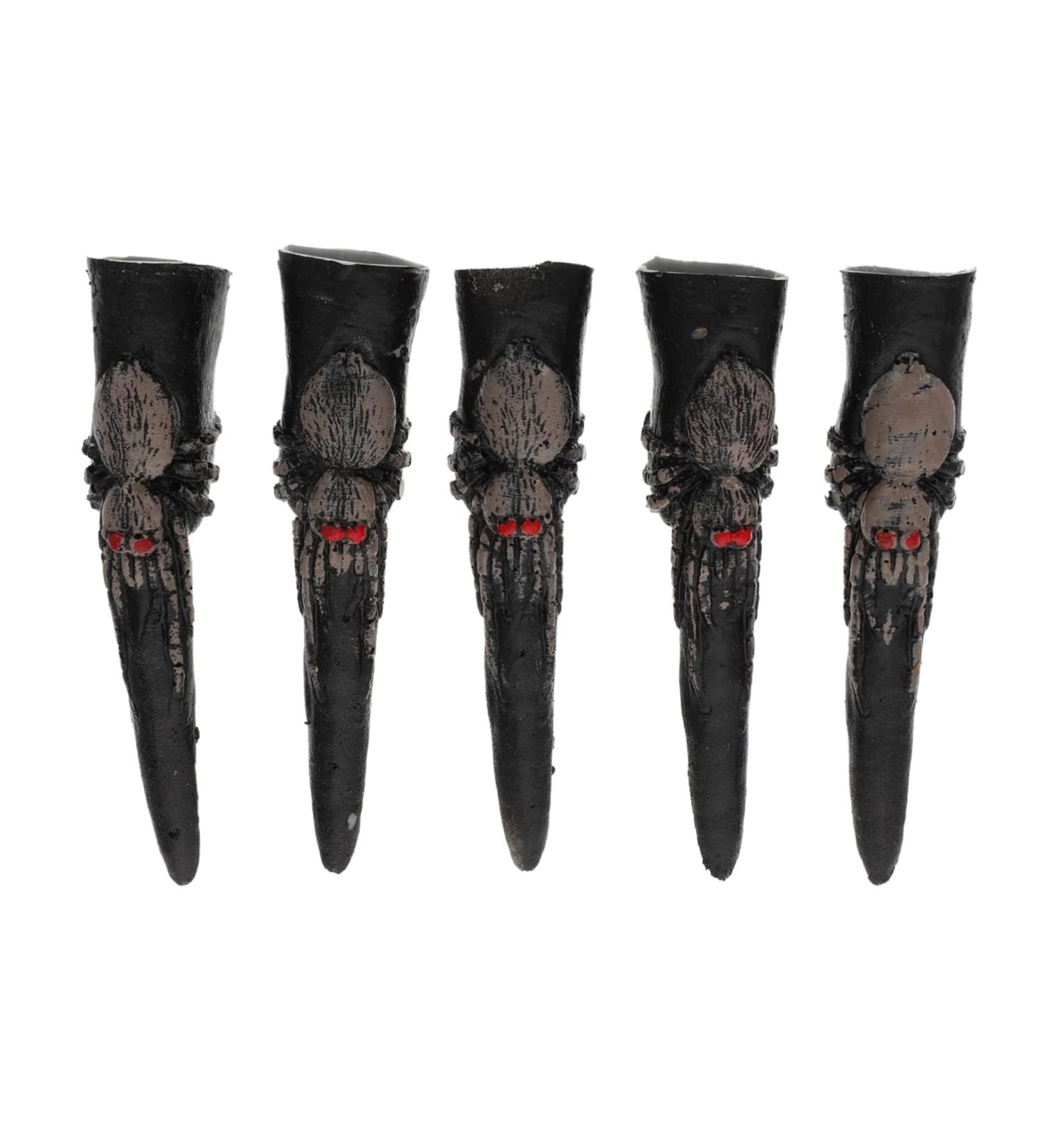 5pcs Halloween Vampire Witch False Nail Set for Witch Cosplay - Plastic Vampire Finger Tips with Spider, Skull & Elf Ears Design - 9.5x2.5cm - Buy Online on GoSupps.com