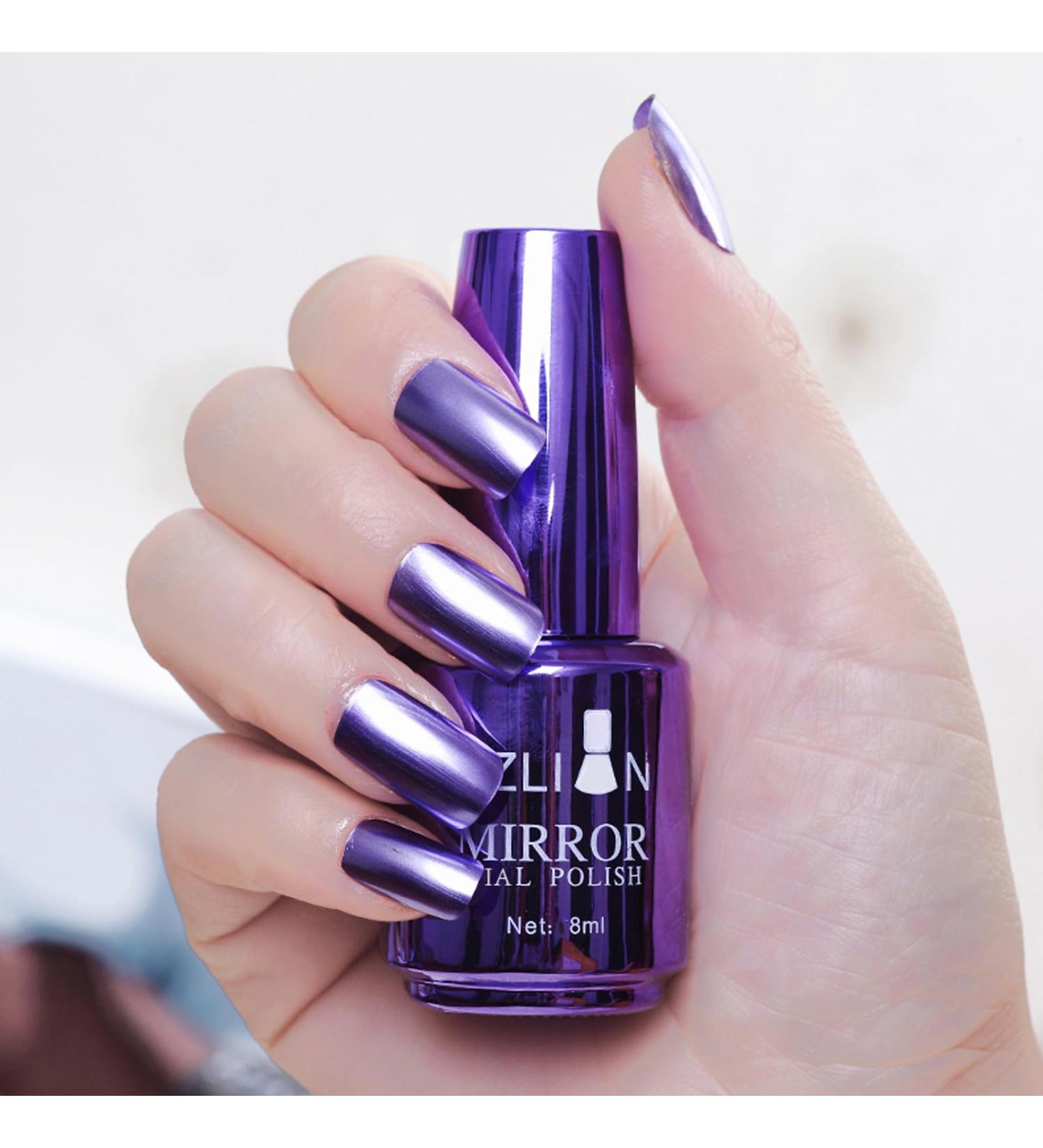 Metal Nail Polish Mirror Nail Varnish Purple Nail Varnish Quick Drying Long Lasting Metal Effect Nail Art Polish Purple Plating Metallic Nail Polish Non-Peelable Mirror Nail Polish No Need Cure - Buy Online on GoSupps.com