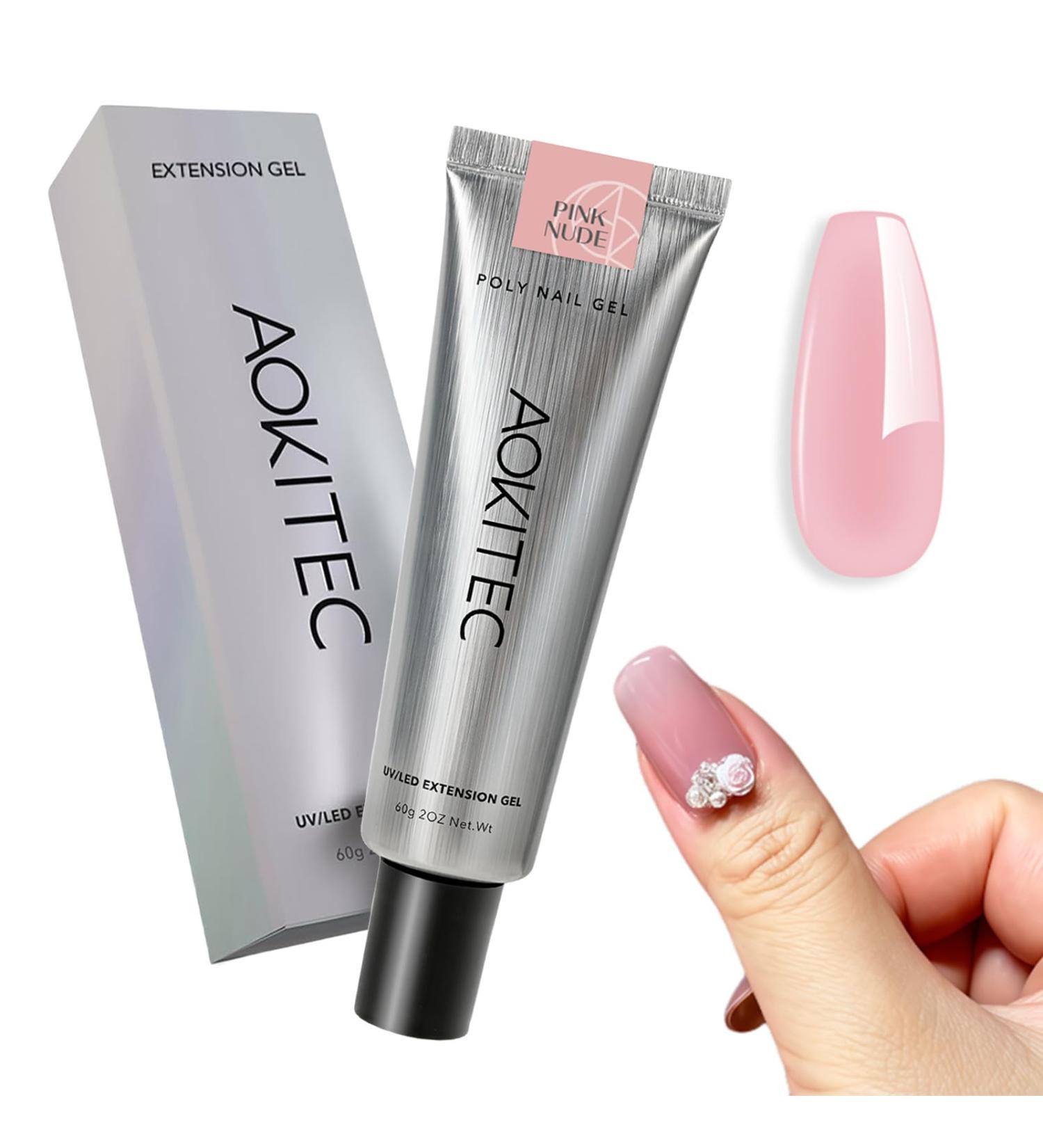  Aokitec Aokitec Poly Gel Rose - 60g - For nail extensions - Naturally strengthens - Durable polyacrylic gel - Easy to apply - For nails French nail art dual tips - Buy Online on GoSupps.com