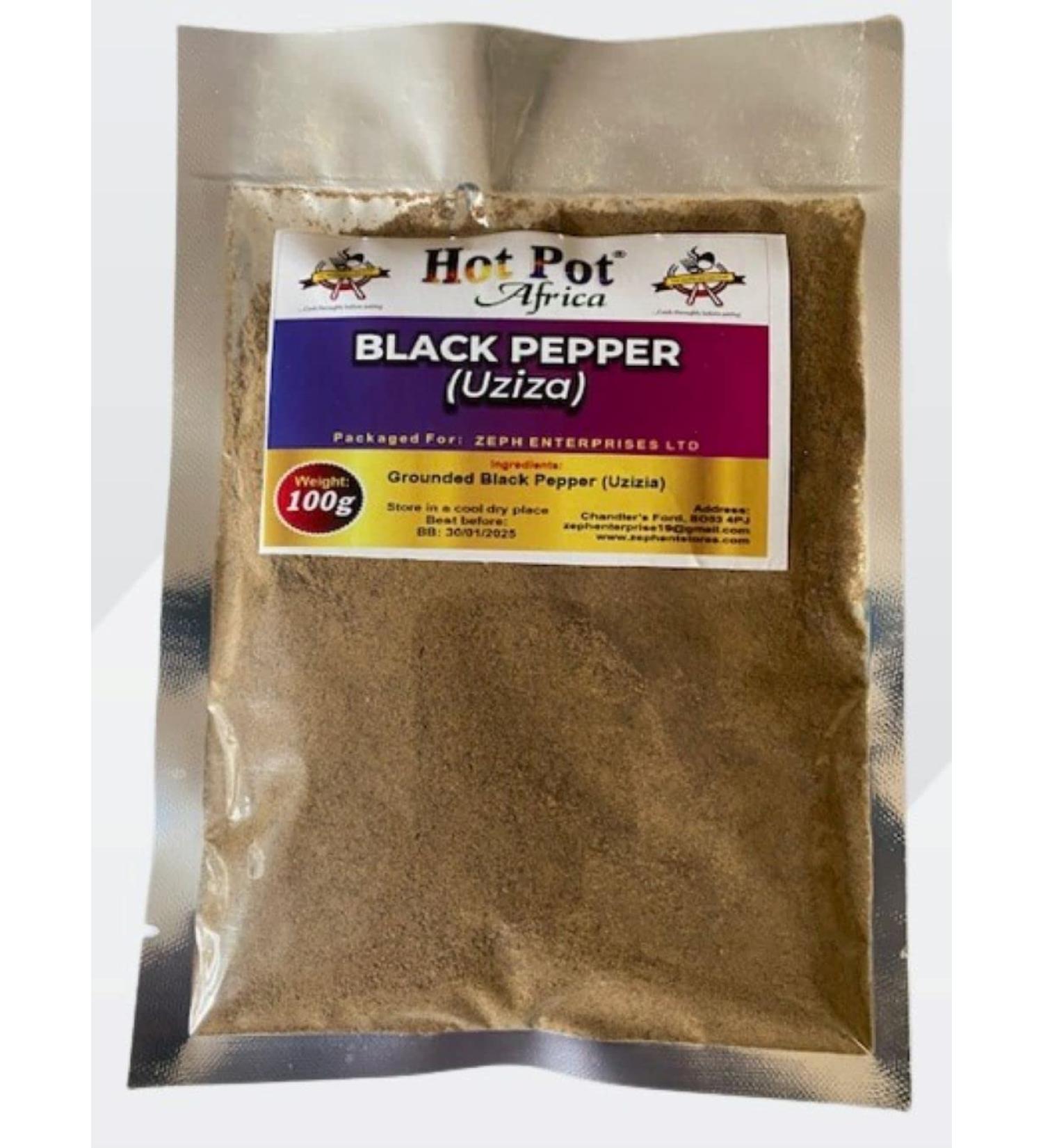 Hot Pot Africa Black Pepper Powder (100g) Organic Ground Black Pepper Quality & Original spice for soup & general food cuisine - Buy Online on GoSupps.com