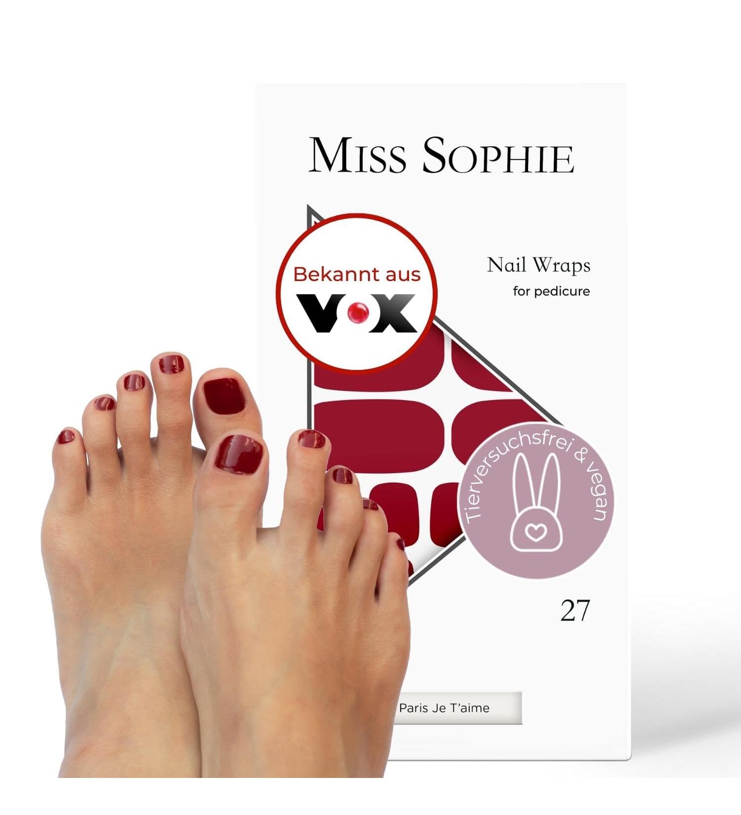 Buy Miss Sophie Pedi Wraps - Paris Je T'Aime Red Nail Foils for Pedicure | Ultra-Thin Long-Lasting Self-Adhesive Nail Wraps - International Shipping Available - Buy Online on GoSupps.com